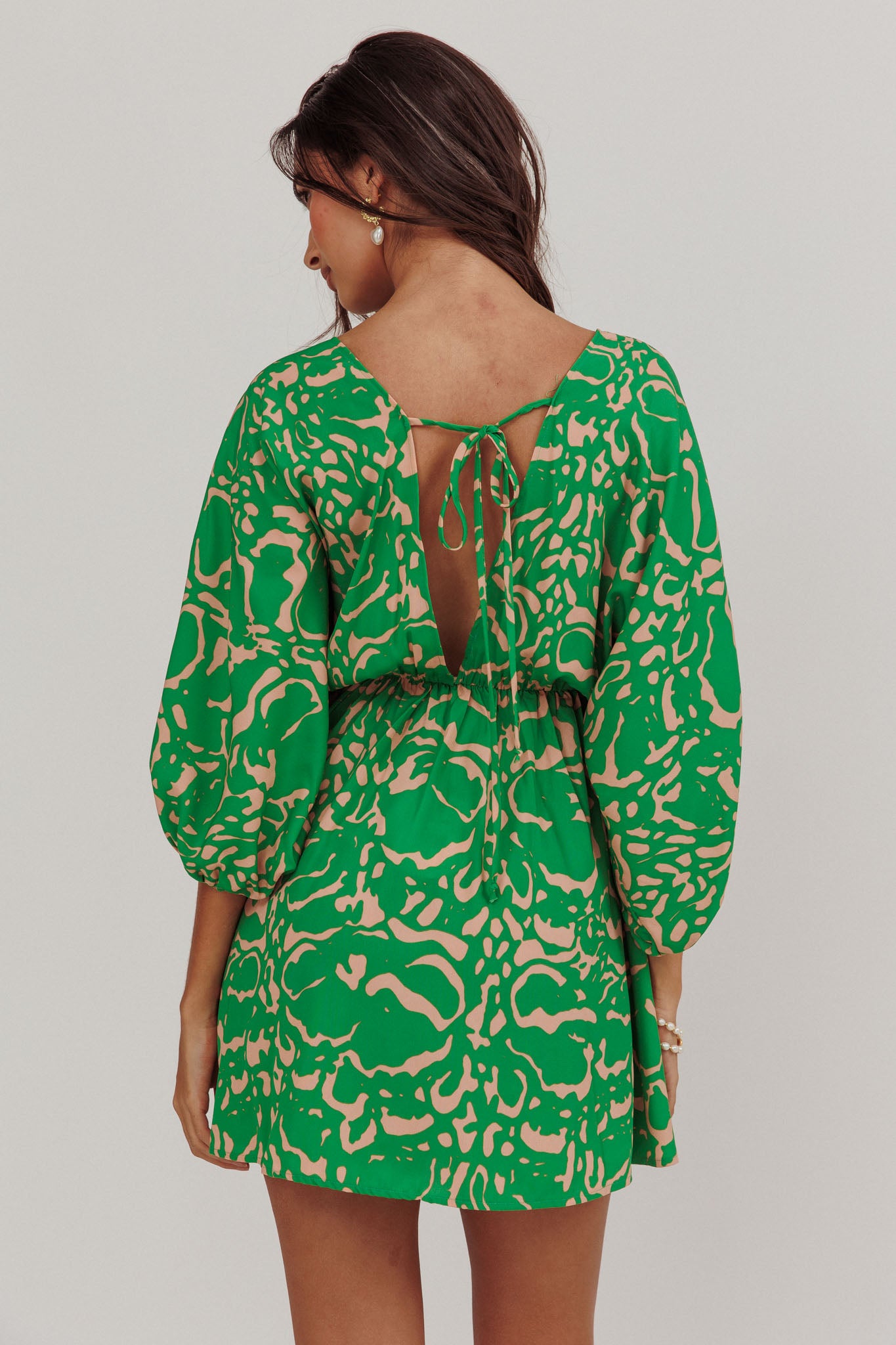 Sugar Coat Print Puff Sleeves Mini Dress Green by Selfie Leslie Australia