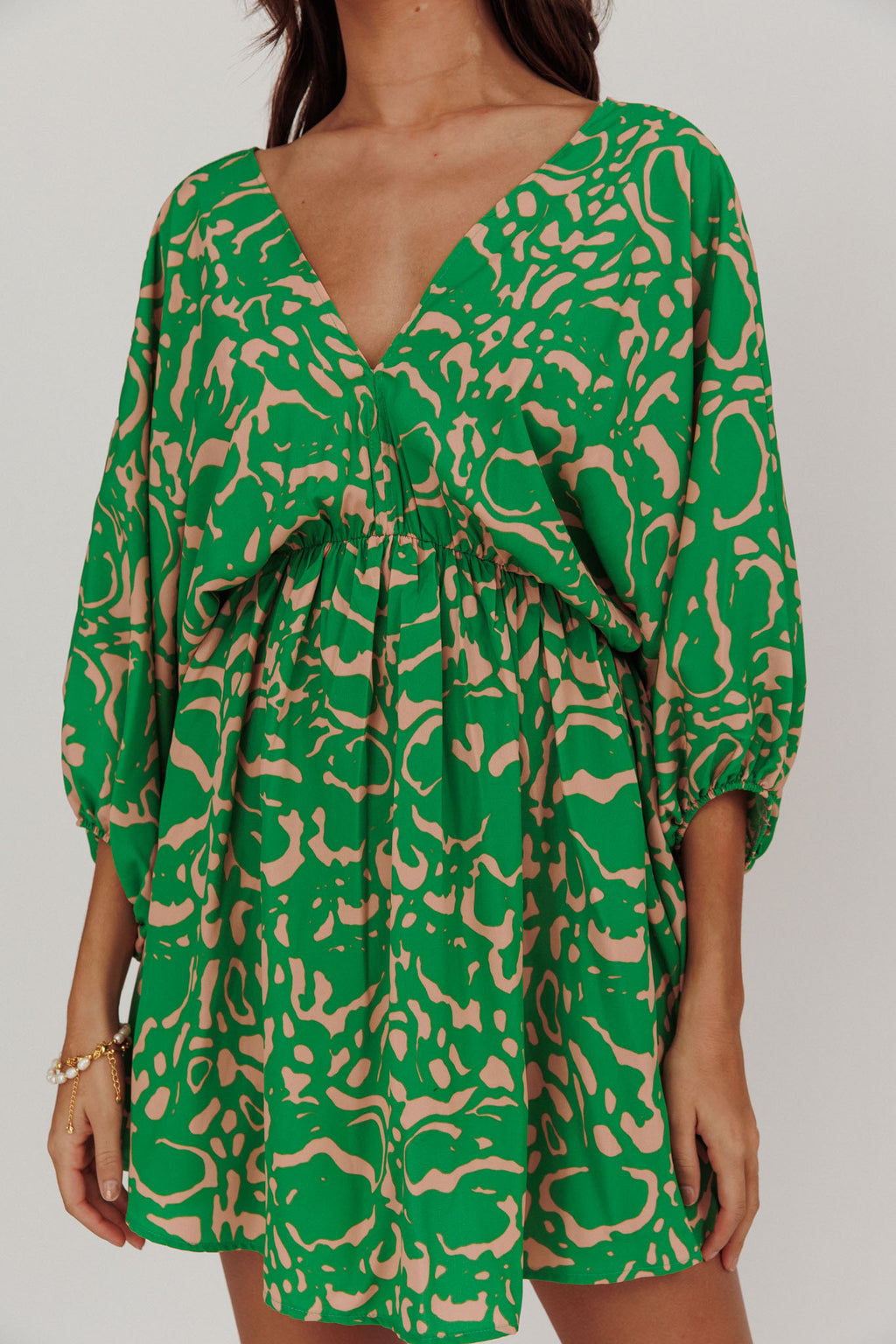 Sugar Coat Print Puff Sleeves Mini Dress Green by Selfie Leslie Australia