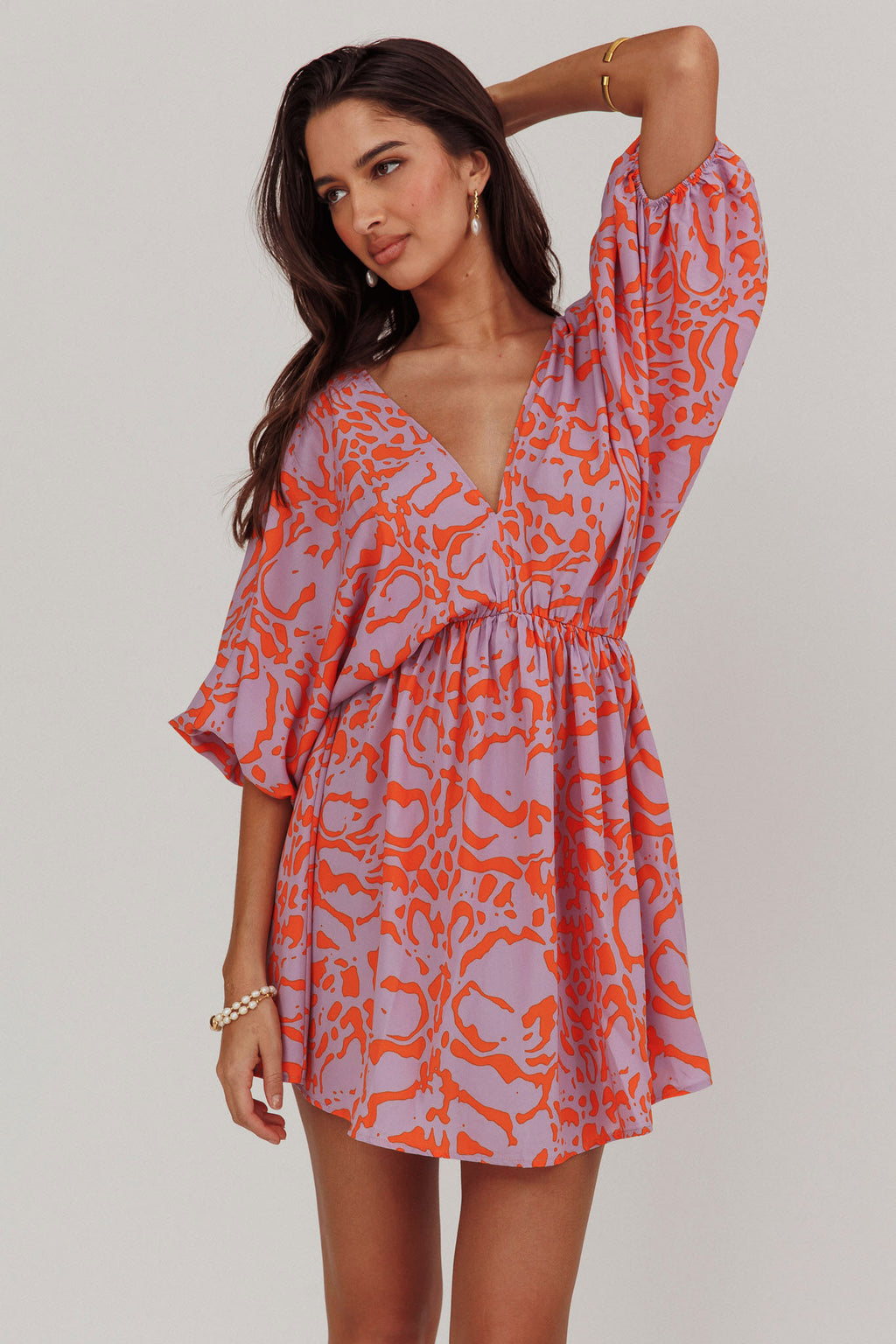 Sugar Coat Print Puff Sleeves Mini Dress Lavender by Selfie Leslie Australia