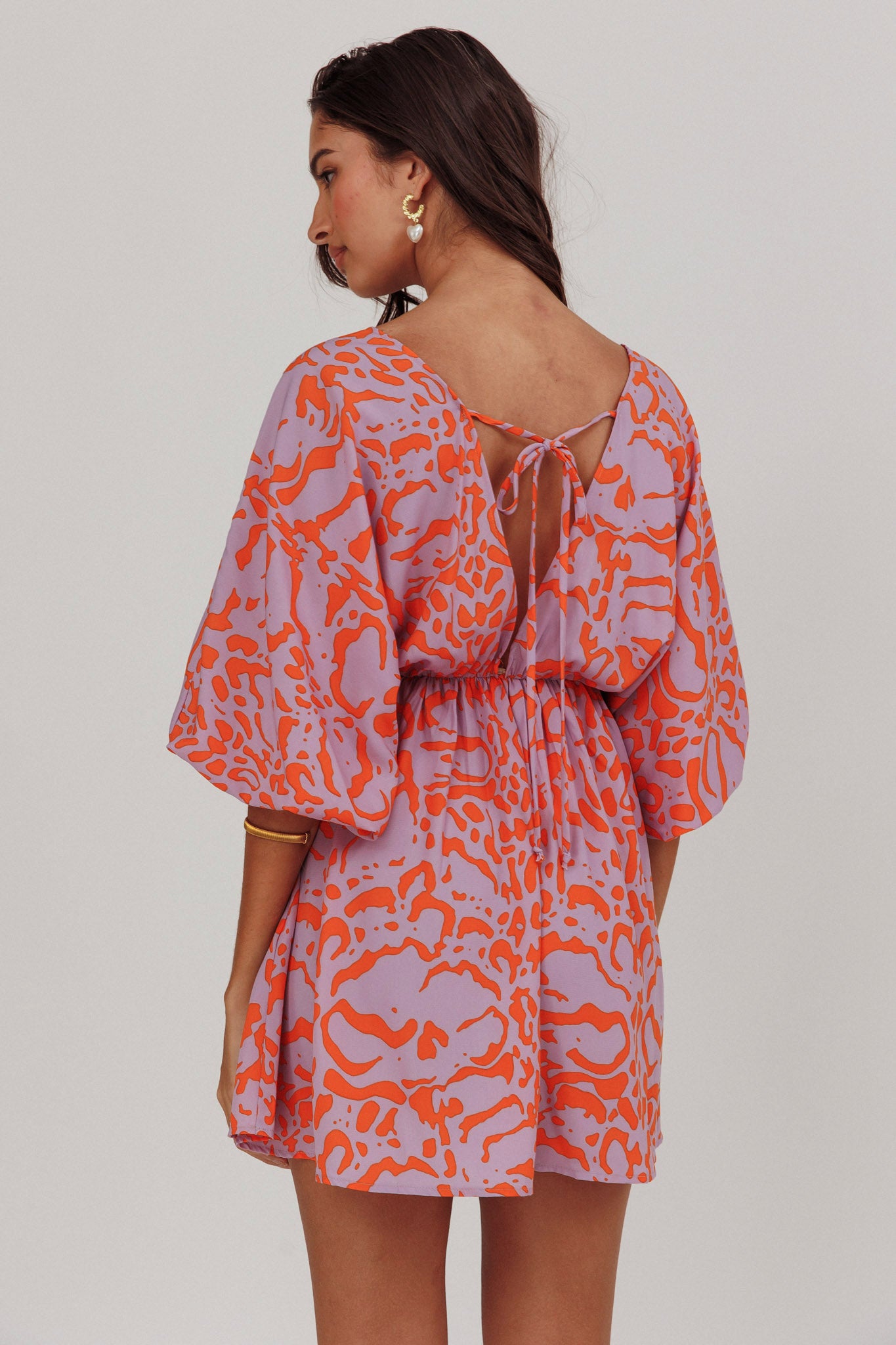 Sugar Coat Print Puff Sleeves Mini Dress Lavender by Selfie Leslie Australia