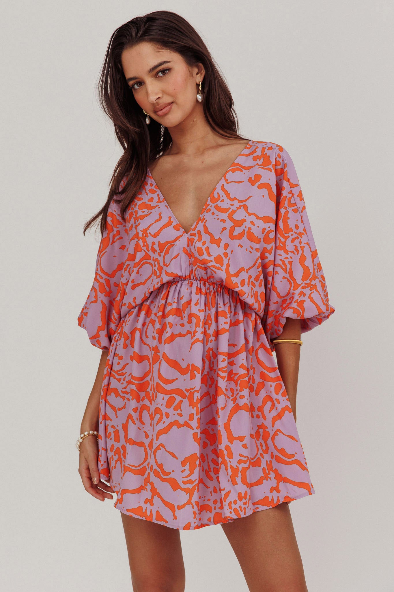 Sugar Coat Print Puff Sleeves Mini Dress Lavender by Selfie Leslie Australia