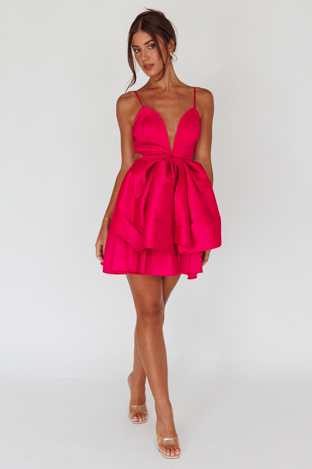 Life Is Rosy Large Bow Mini Dress Fuchsia by Selfie Leslie Australia