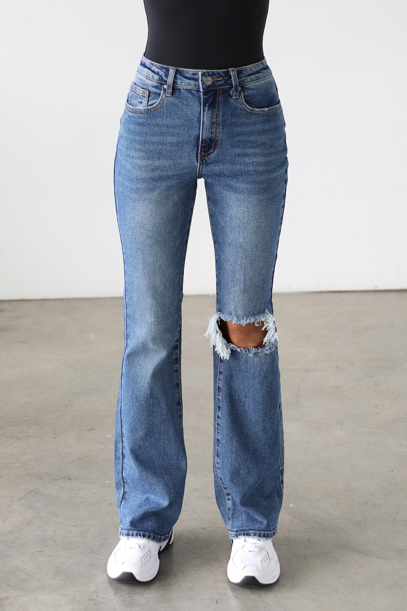 DOGMA High Rise Flare Leg Denim Jeans Dark Wash by Selfie Leslie Australia