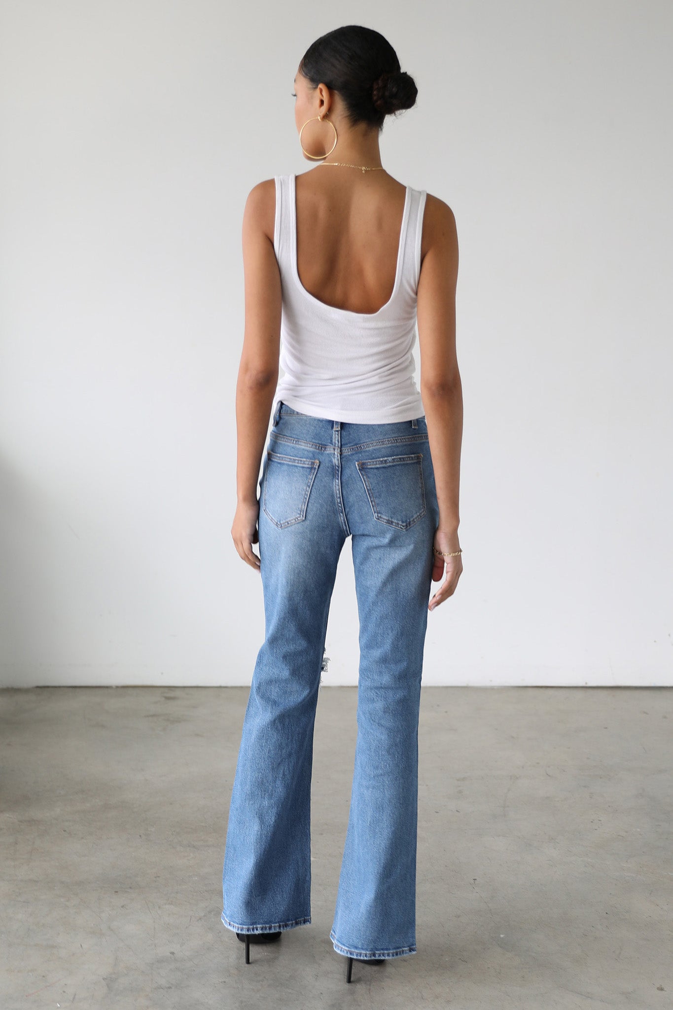 DOGMA High Rise Flare Leg Denim Jeans Medium Wash by Selfie Leslie Australia