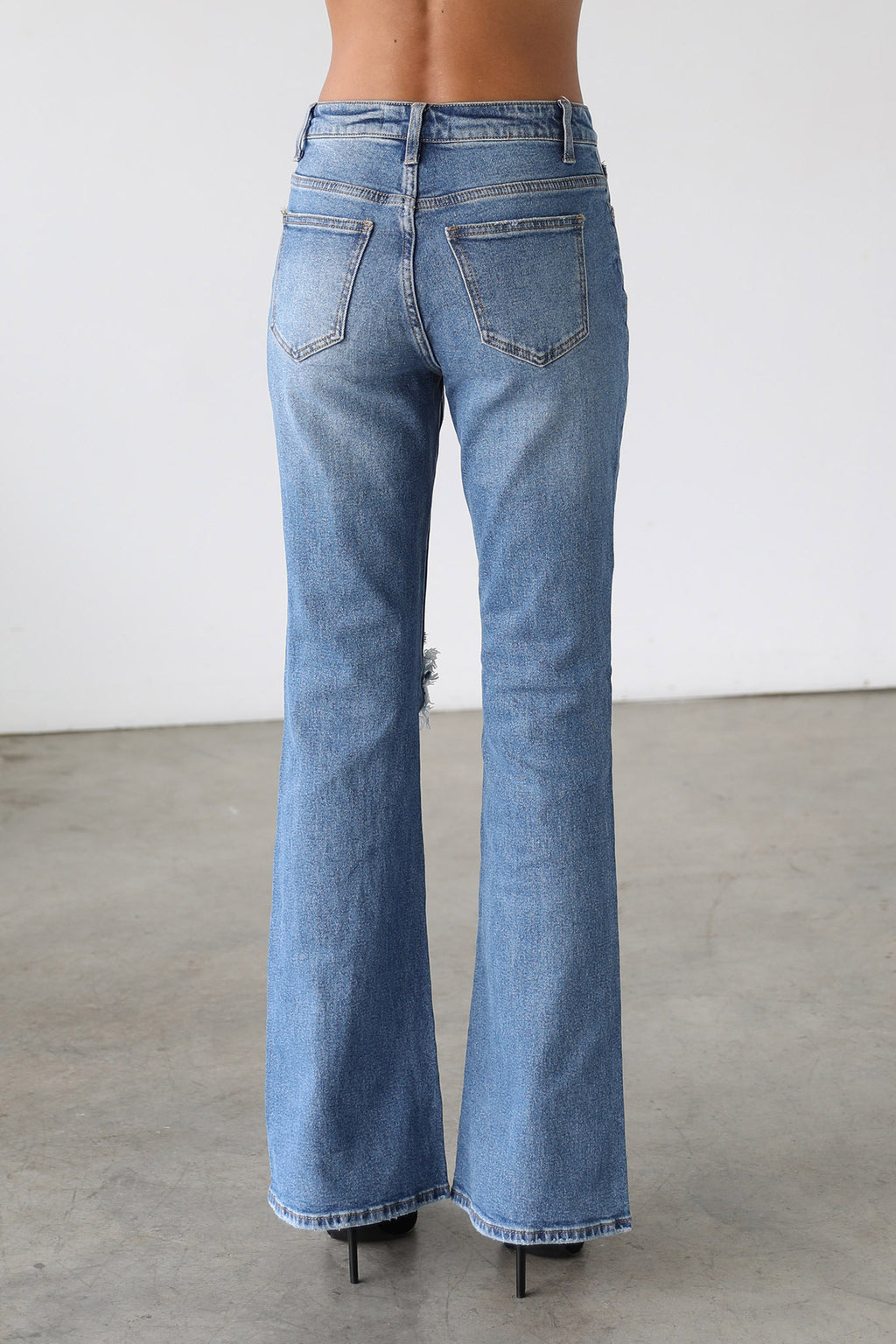 DOGMA High Rise Flare Leg Denim Jeans Medium Wash by Selfie Leslie Australia