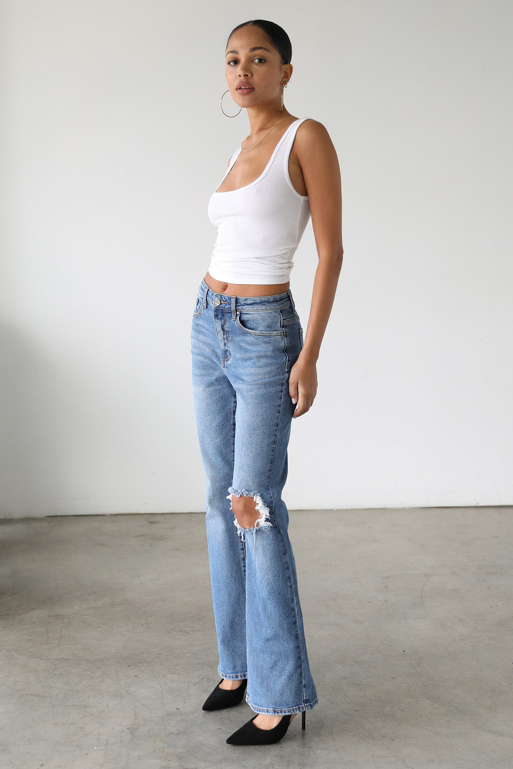 DOGMA High Rise Flare Leg Denim Jeans Medium Wash by Selfie Leslie Australia