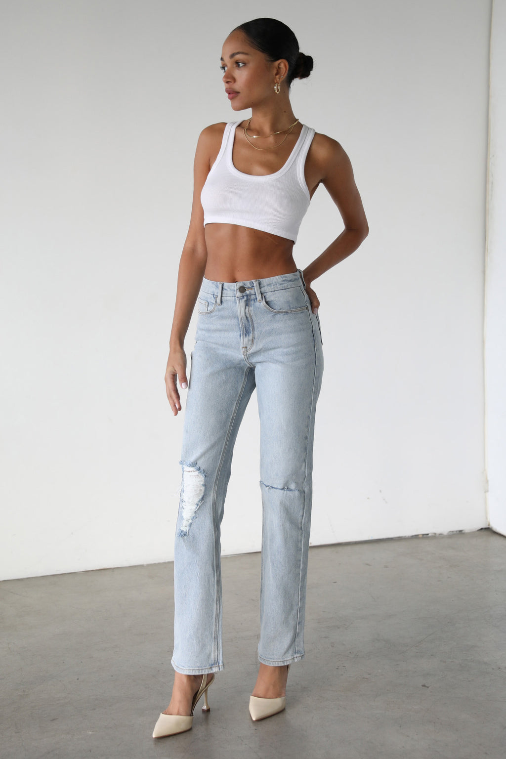 DOGMA High Rise Straight Leg Denim Jeans Light Wash by Selfie Leslie Australia