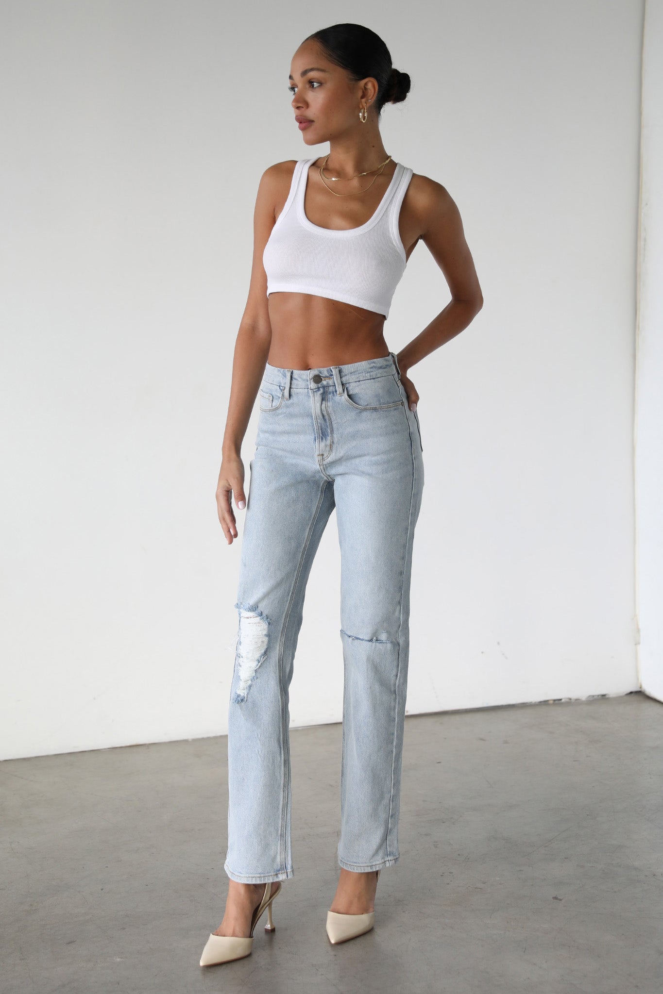 DOGMA High Rise Straight Leg Denim Jeans Light Wash by Selfie Leslie Australia