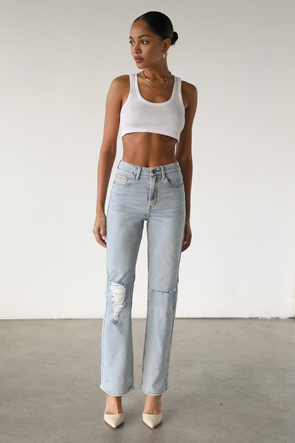 DOGMA High Rise Straight Leg Denim Jeans Light Wash by Selfie Leslie Australia
