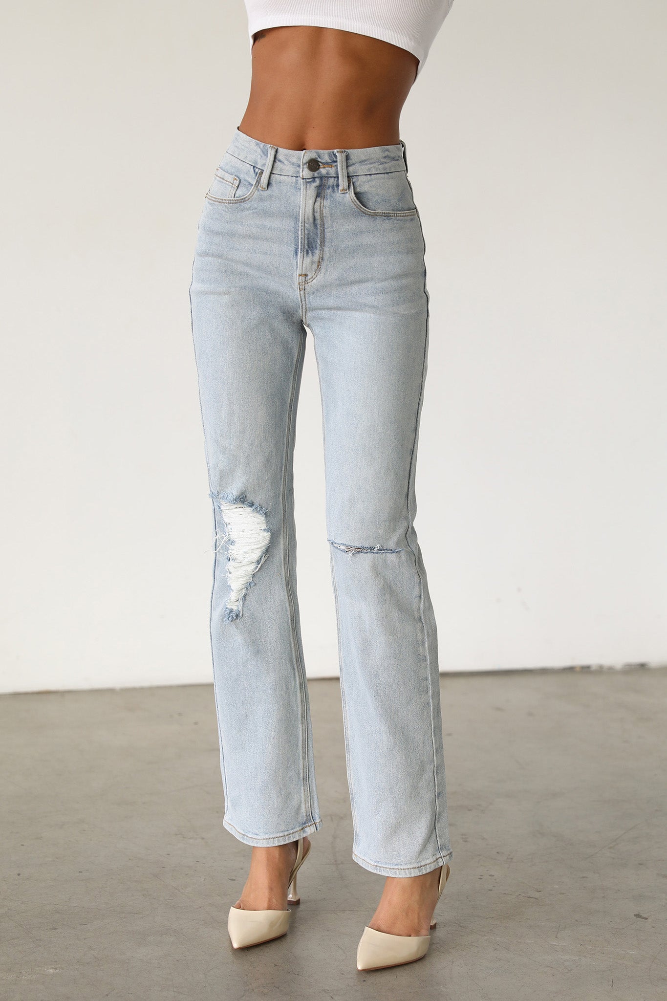 DOGMA High Rise Straight Leg Denim Jeans Light Wash by Selfie Leslie Australia