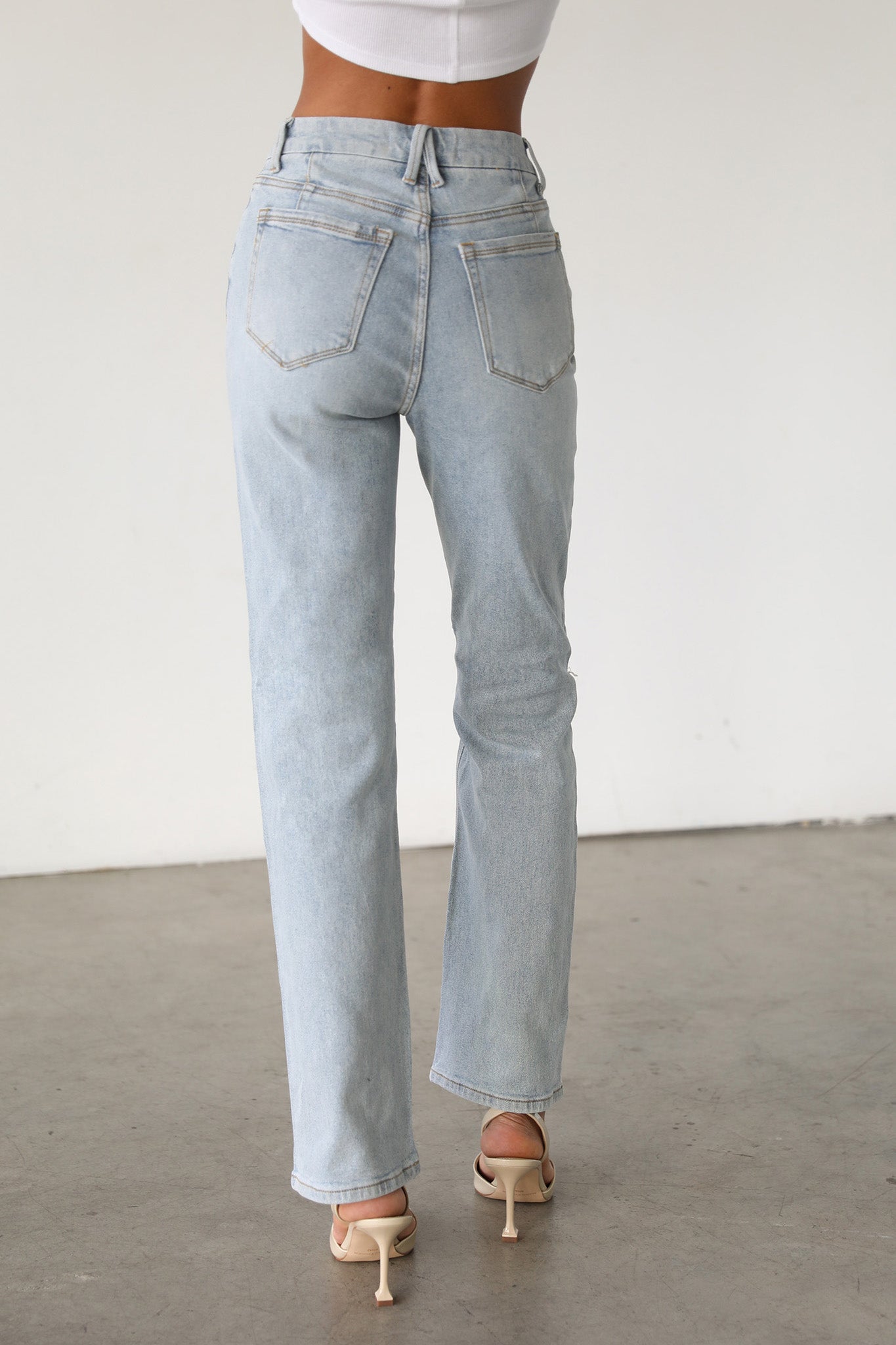 DOGMA High Rise Straight Leg Denim Jeans Light Wash by Selfie Leslie Australia