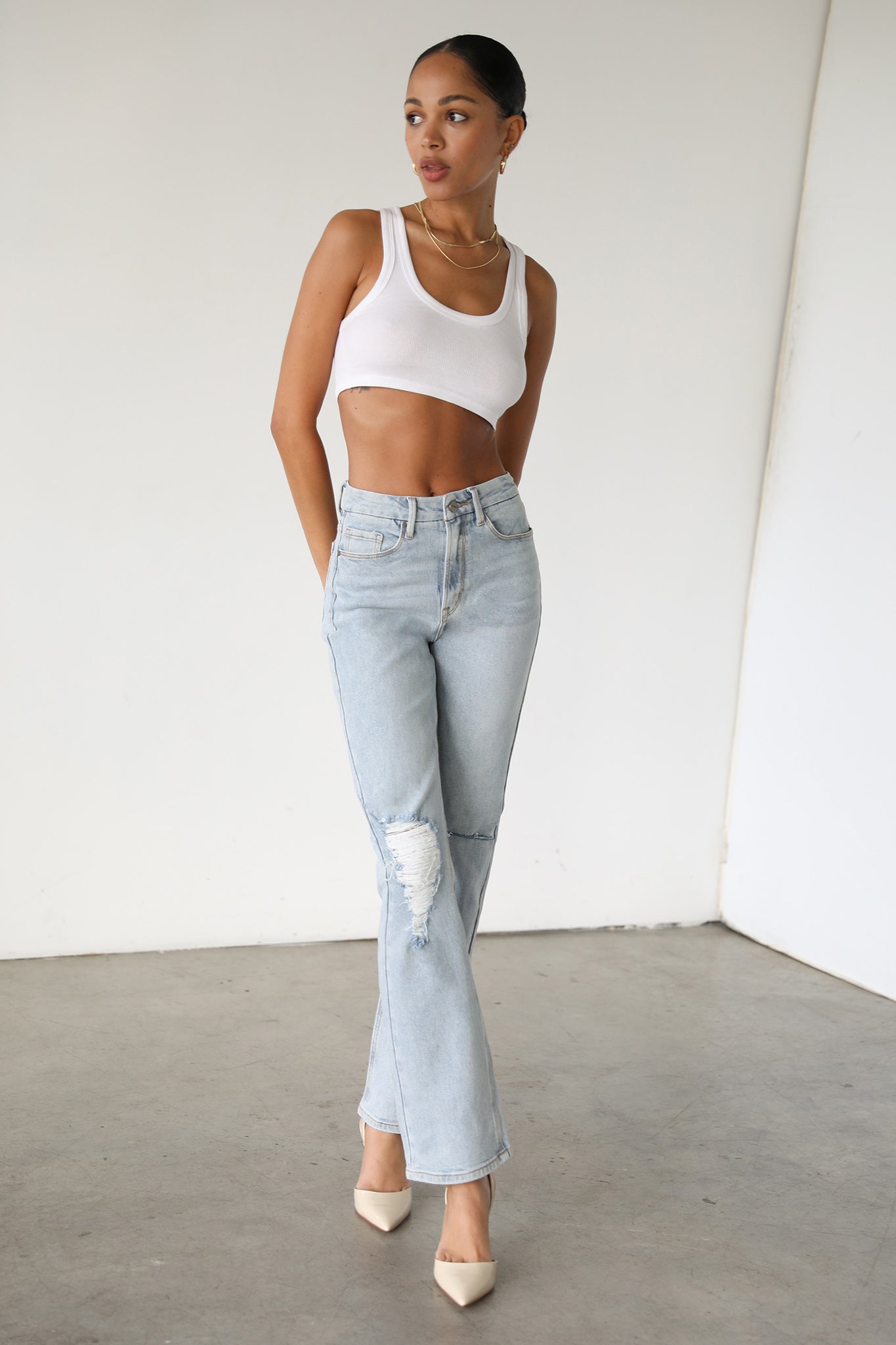 DOGMA High Rise Straight Leg Denim Jeans Light Wash by Selfie Leslie Australia