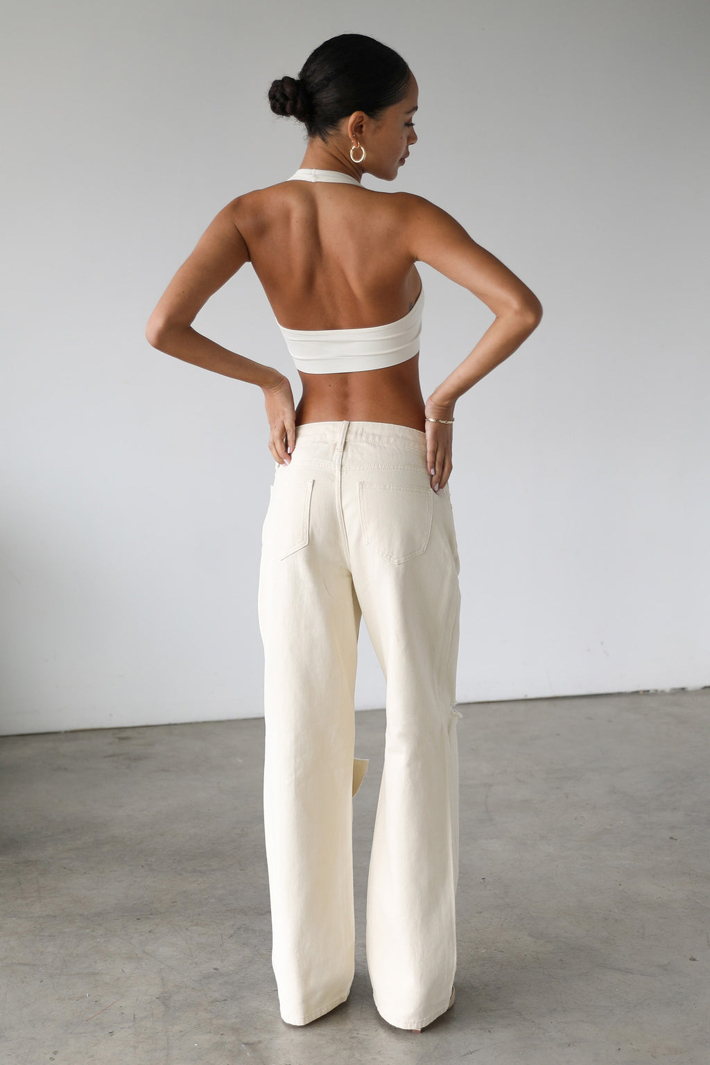 DOGMA Straight Wide Leg Skater Denim Jeans Cream by Selfie Leslie Australia