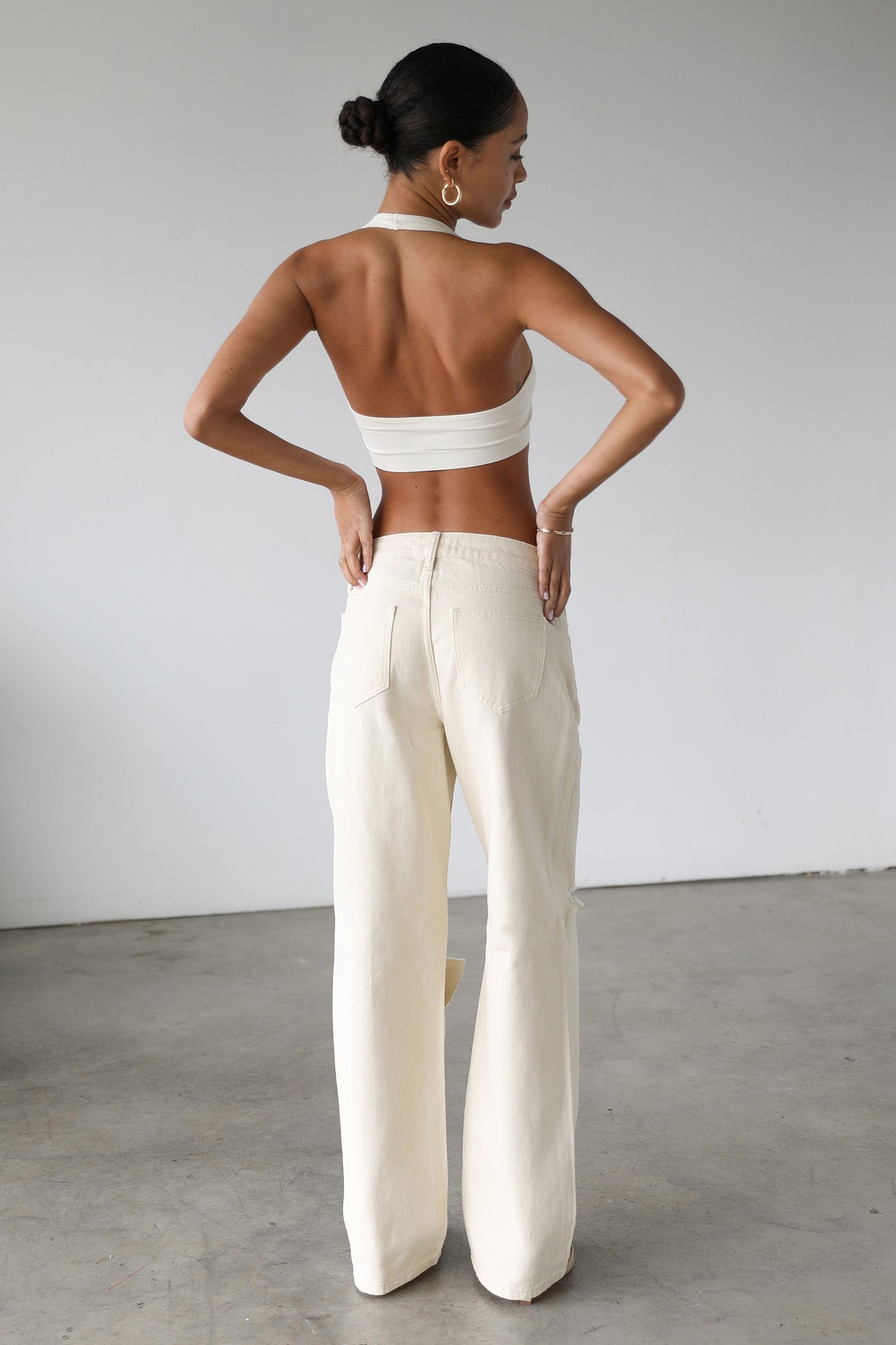 DOGMA Straight Wide Leg Skater Denim Jeans Cream by Selfie Leslie Australia