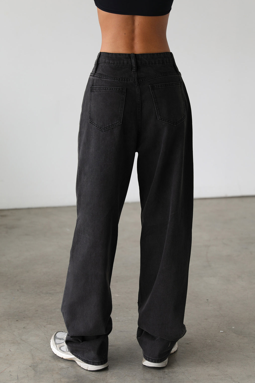 DOGMA High Rise Straight Wide Leg Skater Denim Jeans Black Wash by Selfie Leslie Australia