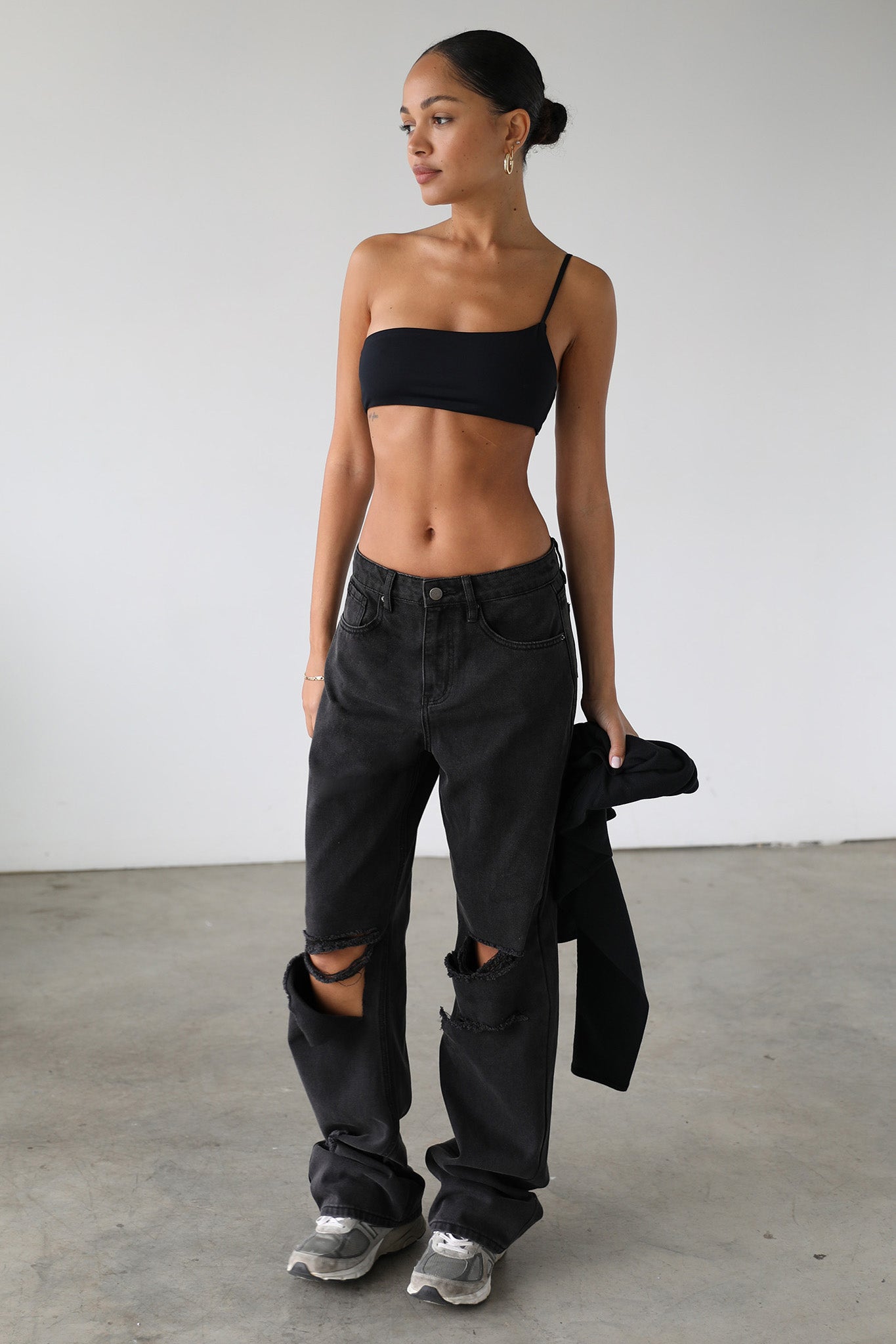 DOGMA High Rise Straight Wide Leg Skater Denim Jeans Black Wash by Selfie Leslie Australia