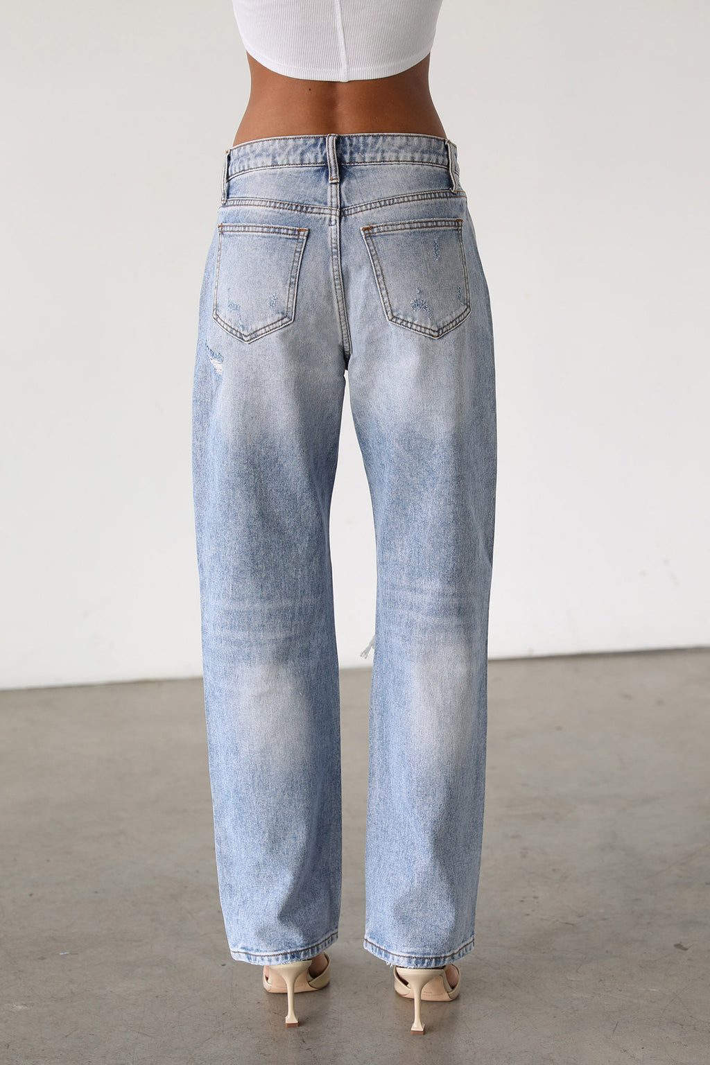DOGMA High Rise Straight Leg Denim Jeans Distressed Light Wash by Selfie Leslie Australia