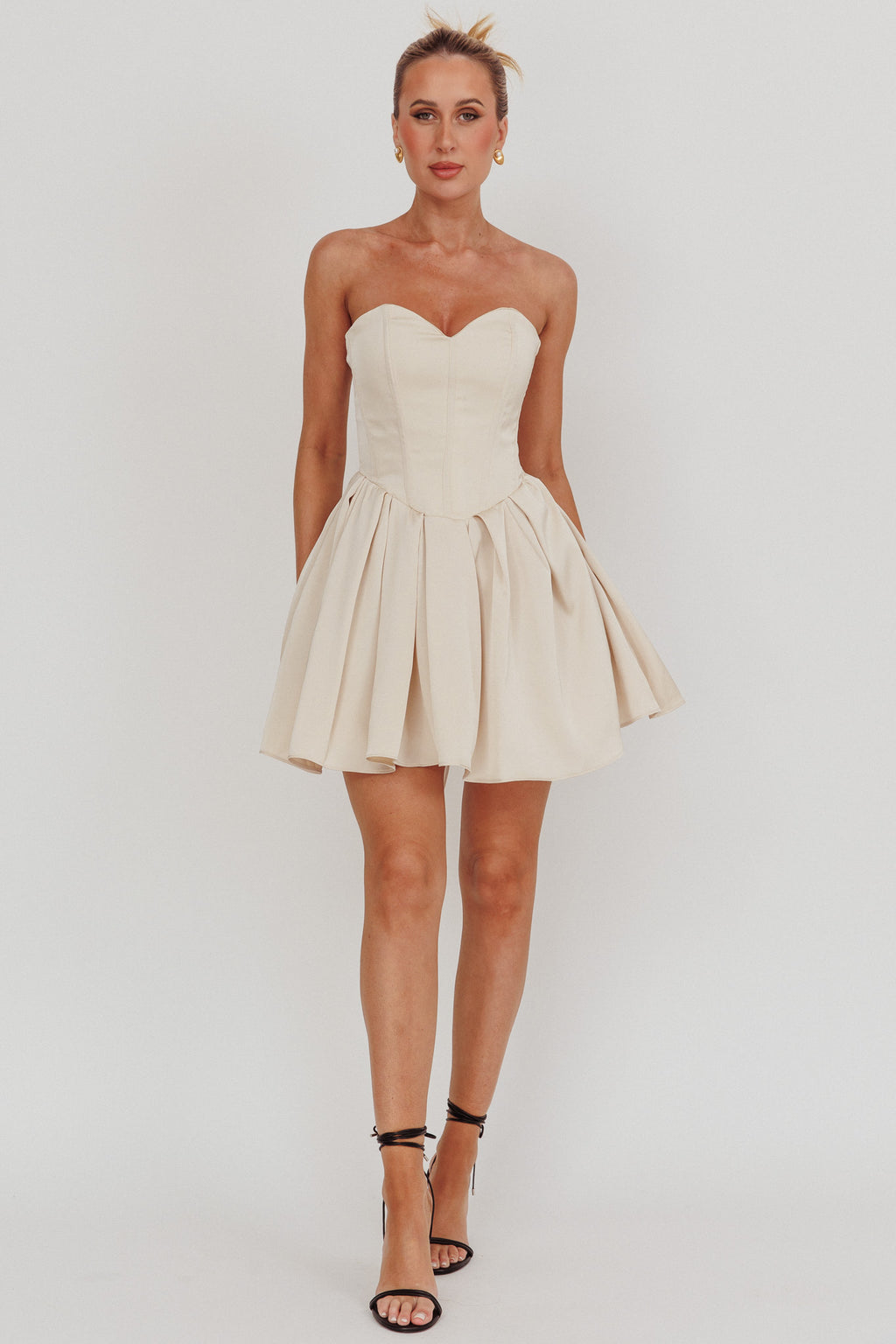 What I Like Sweetheart Neckline Mini Dress Champagne by Selfie Leslie Australia