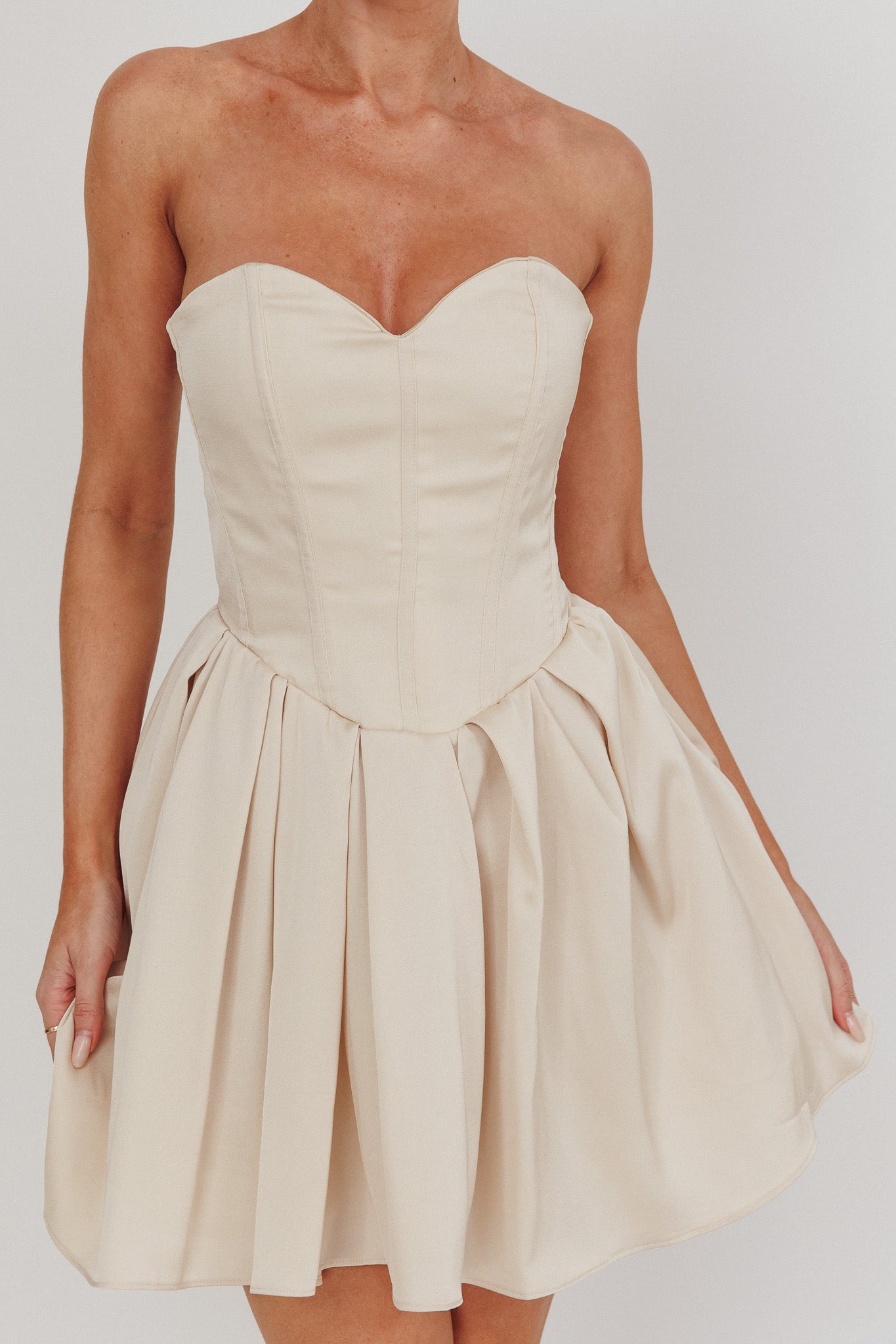 What I Like Sweetheart Neckline Mini Dress Champagne by Selfie Leslie Australia
