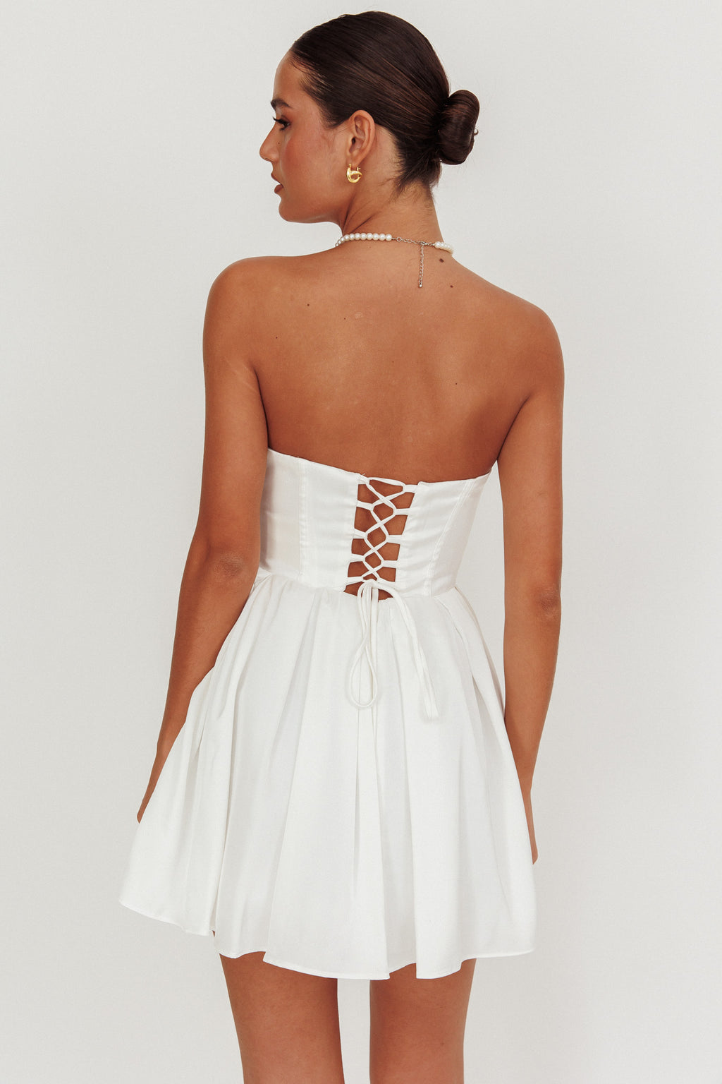 What I Like Sweetheart Neckline Mini Dress Ivory by Selfie Leslie Australia