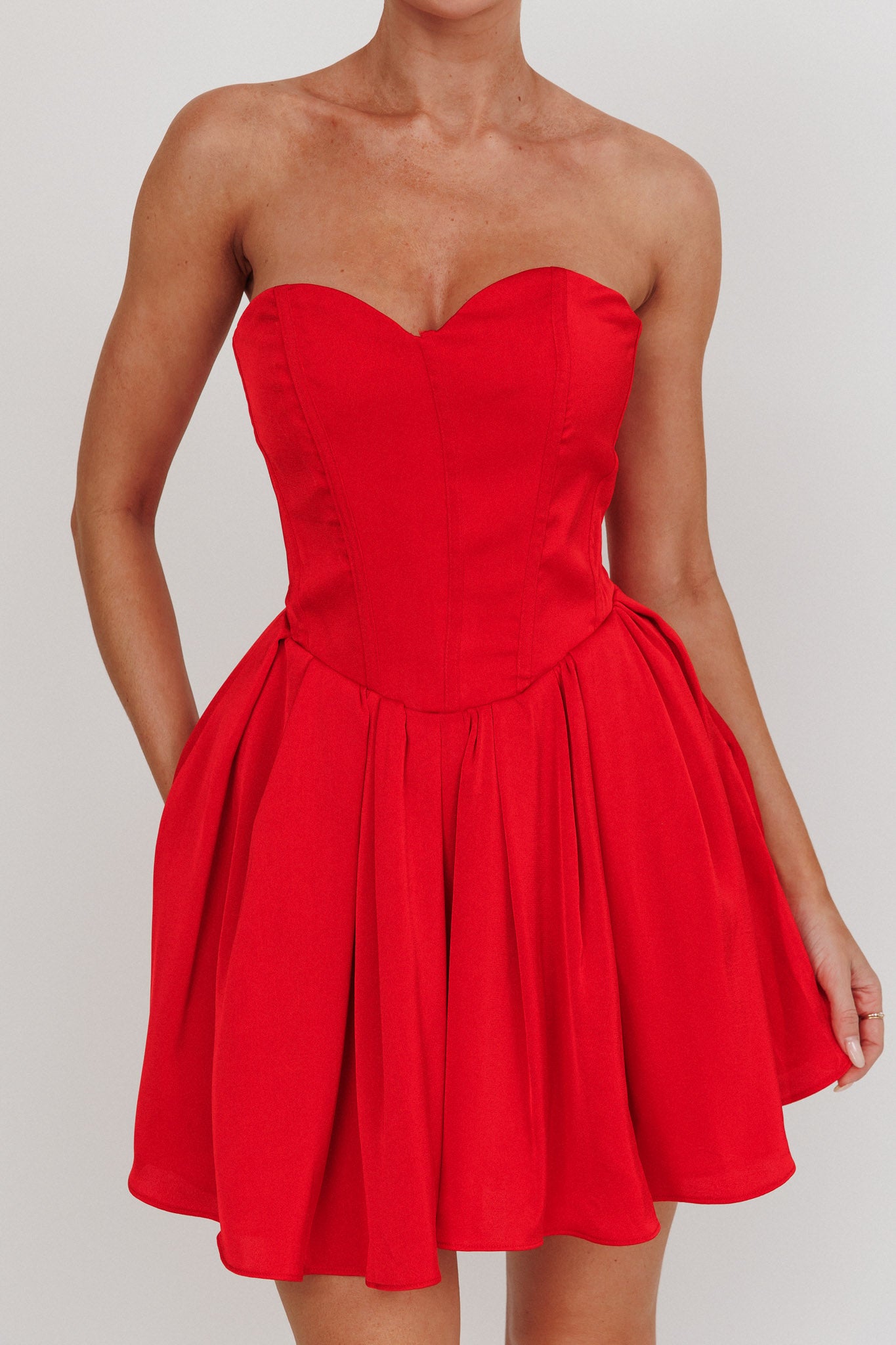 What I Like Sweetheart Neckline Mini Dress Red by Selfie Leslie Australia