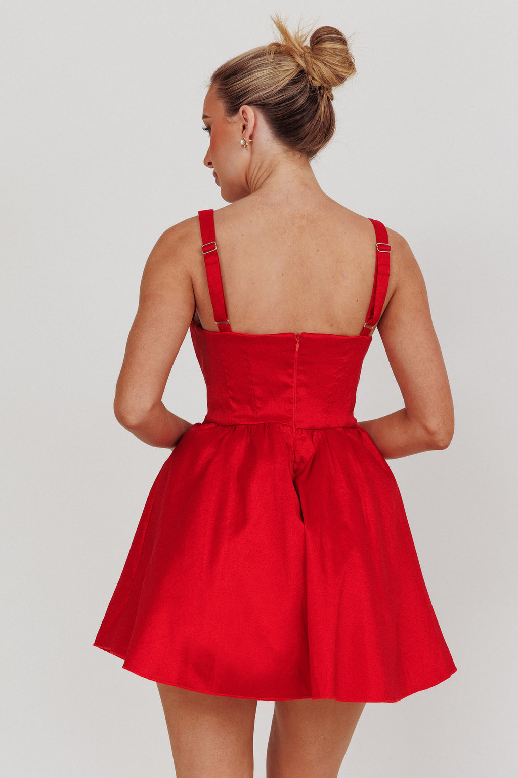 Found You Square Neck Flared Mini Dress Red by Selfie Leslie Australia