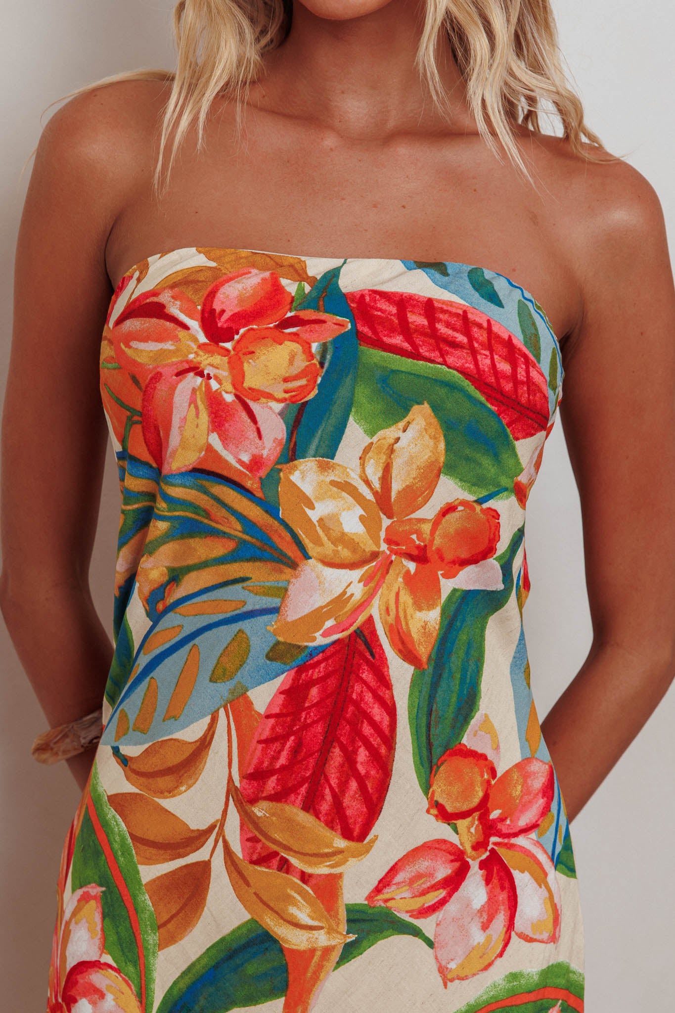 Bird Of Paradise Tied Cowl Back Maxi Dress Botanical by Selfie Leslie Australia