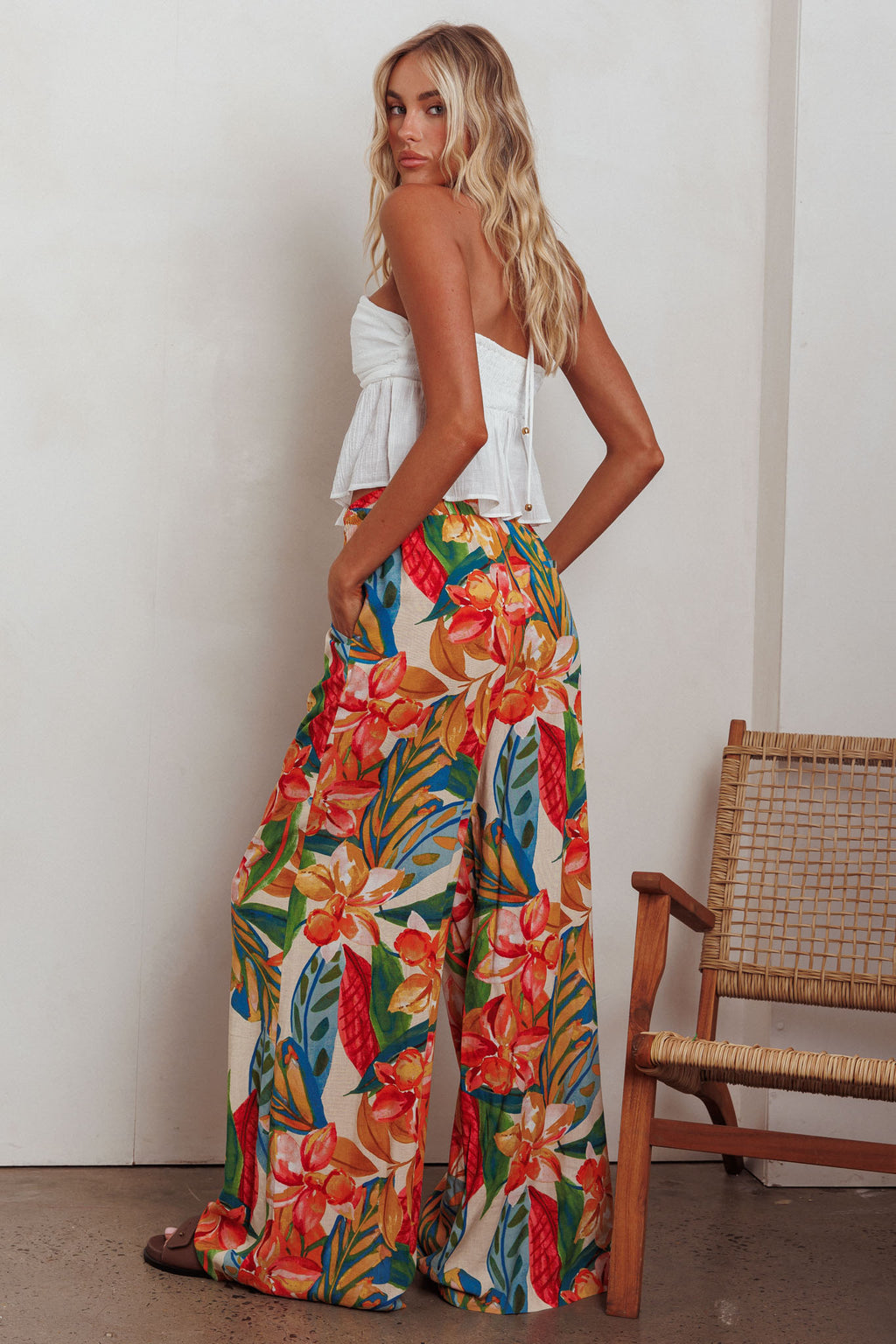 Marula Wide Leg Drawstring Pants Botanical by Selfie Leslie Australia