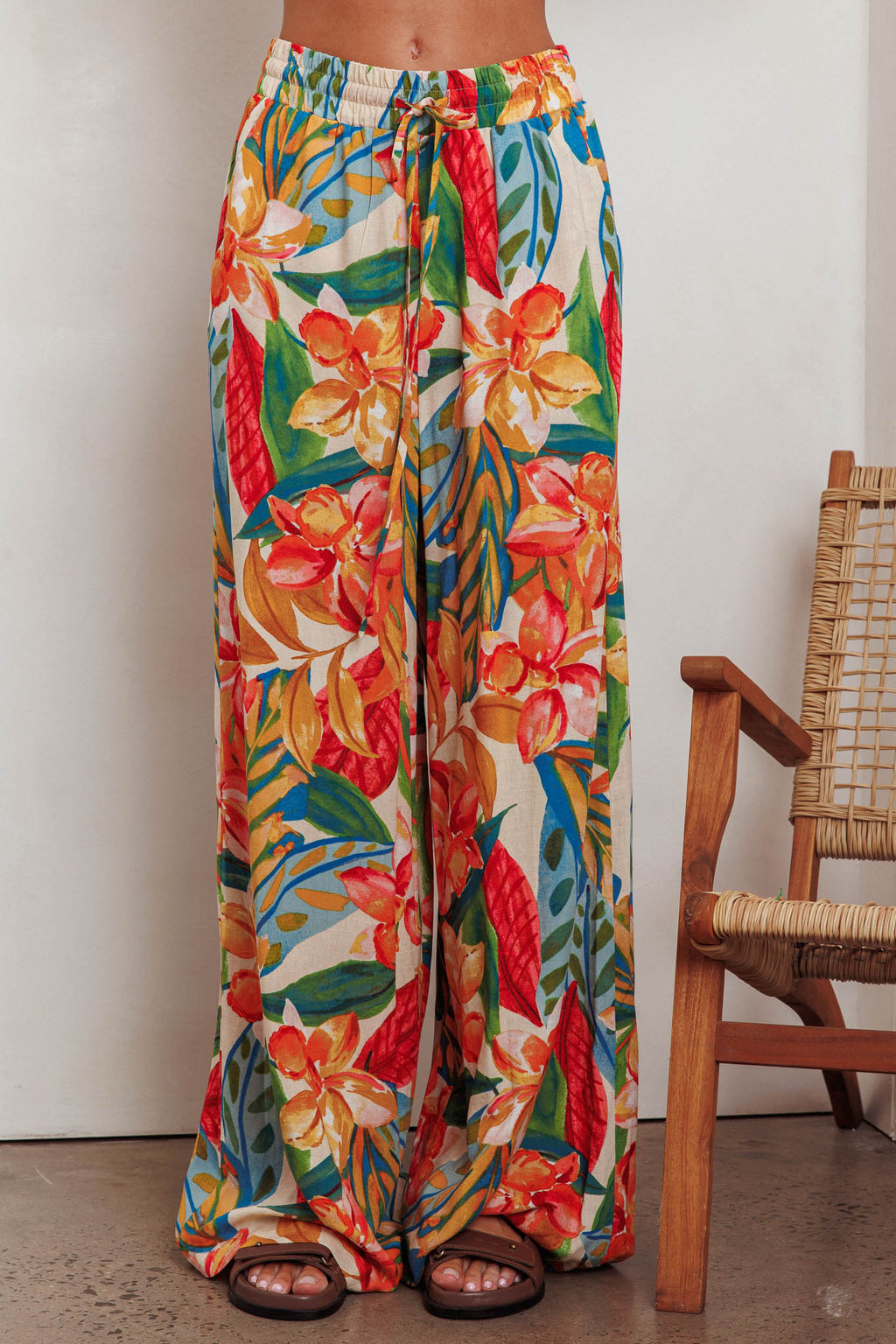Marula Wide Leg Drawstring Pants Botanical by Selfie Leslie Australia