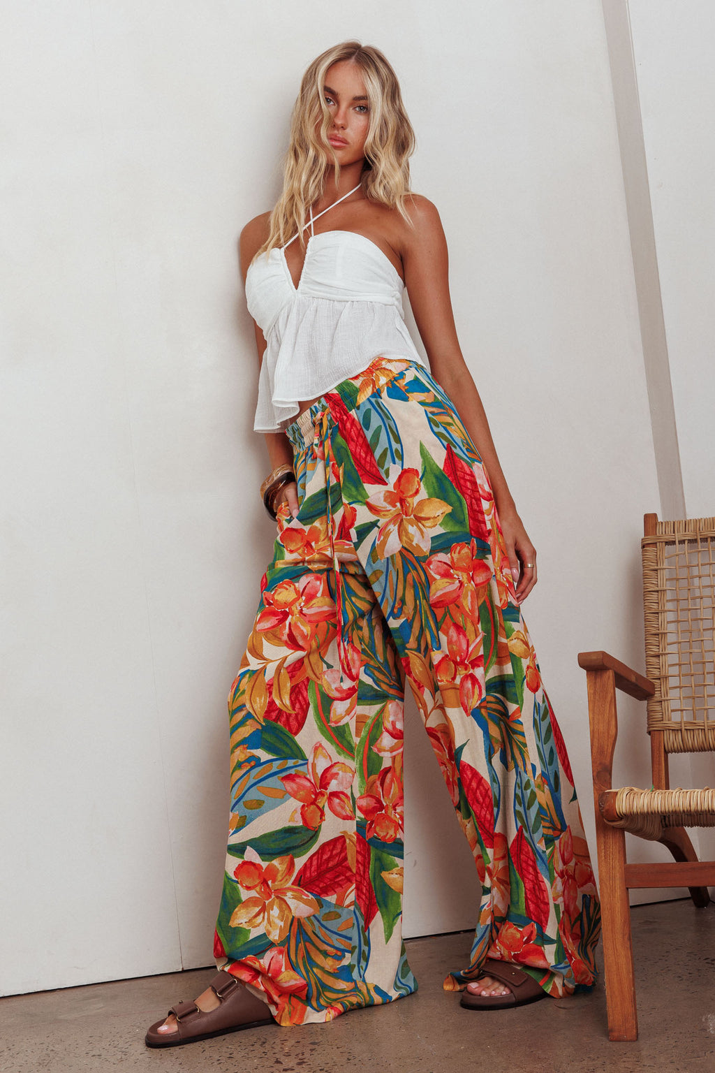 Marula Wide Leg Drawstring Pants Botanical by Selfie Leslie Australia