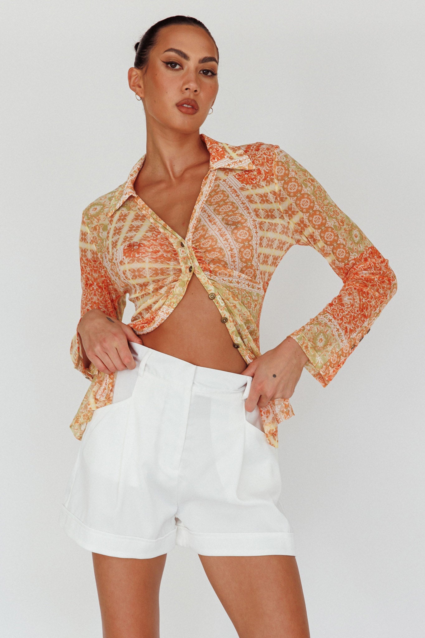 Maxeen Side Pocket Shorts White by Selfie Leslie Australia