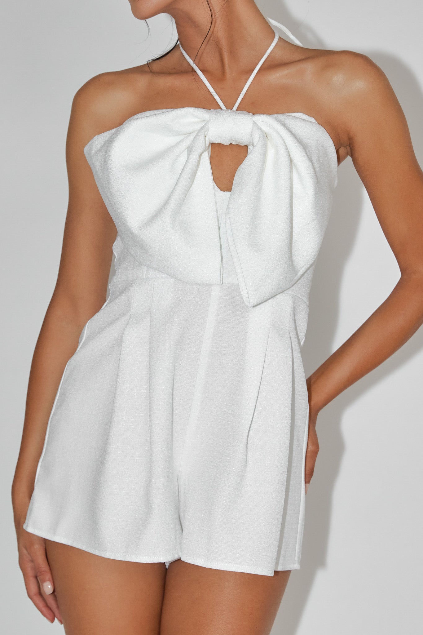 Tink Bow Bust Romper White by Selfie Leslie Australia
