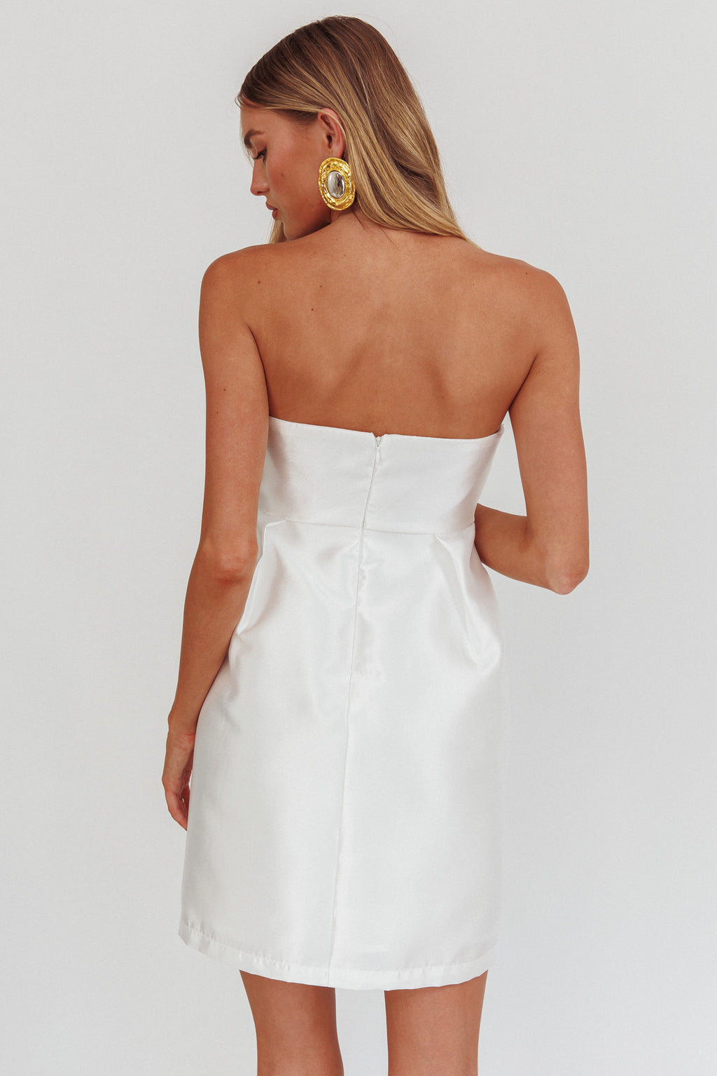 Waylon Double Bow Mini Dress Off White by Selfie Leslie Australia