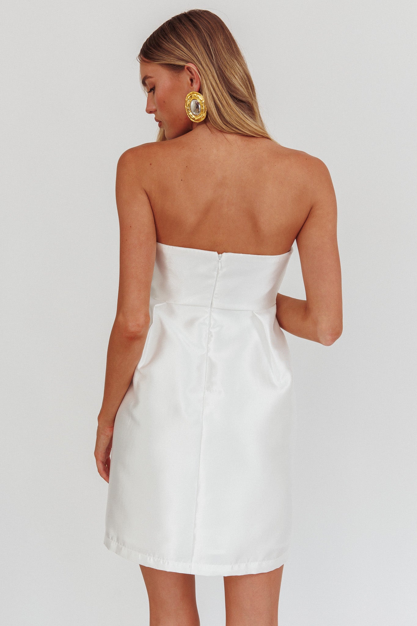 Waylon Double Bow Mini Dress Off White by Selfie Leslie Australia