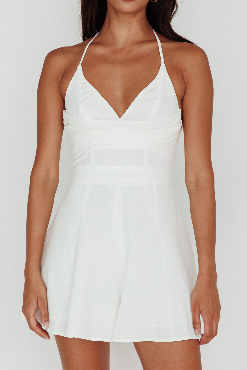 Summer Light Lace-Up Back Romper White by Selfie Leslie Australia