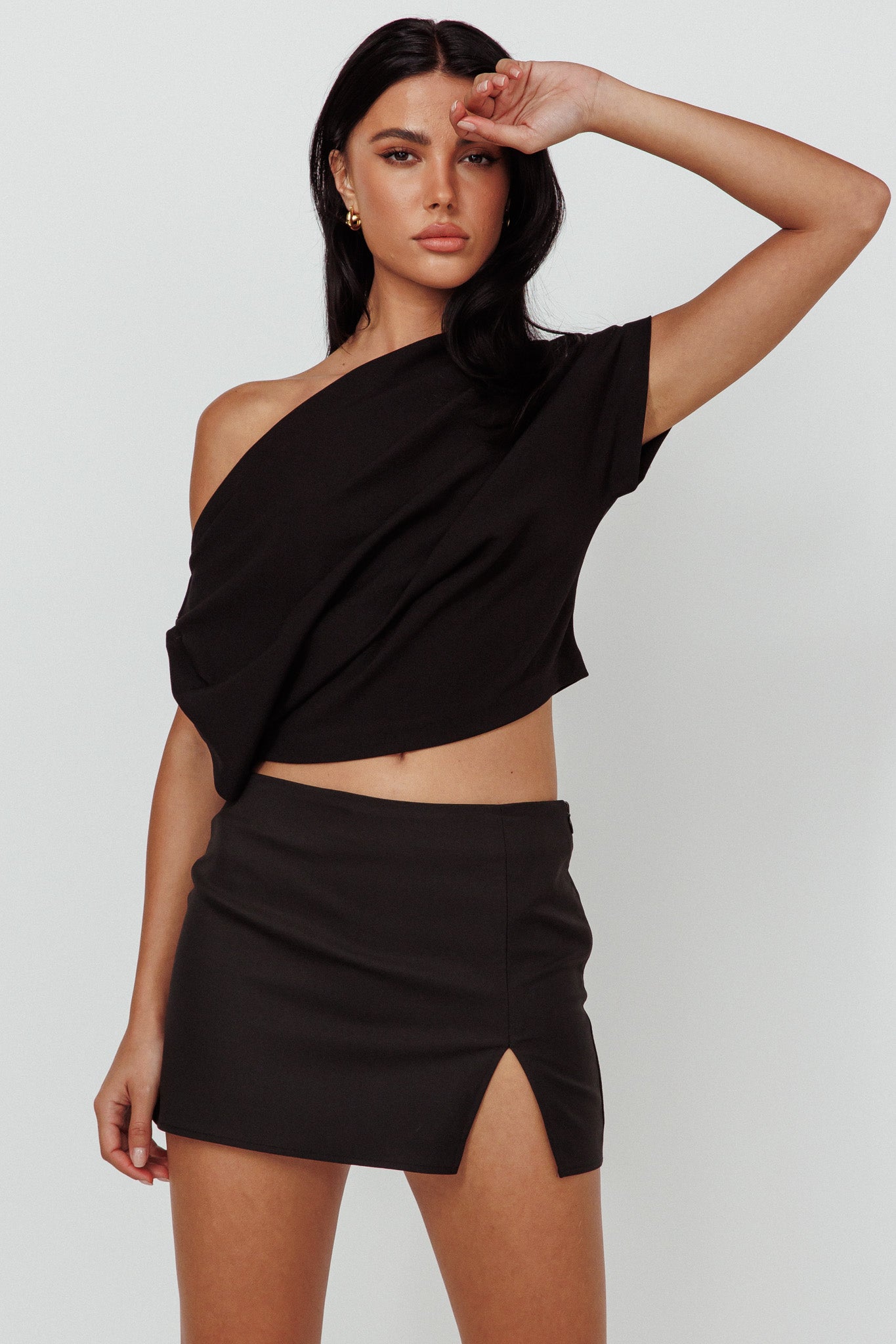 Quinn One Shoulder Top Black by Selfie Leslie Australia