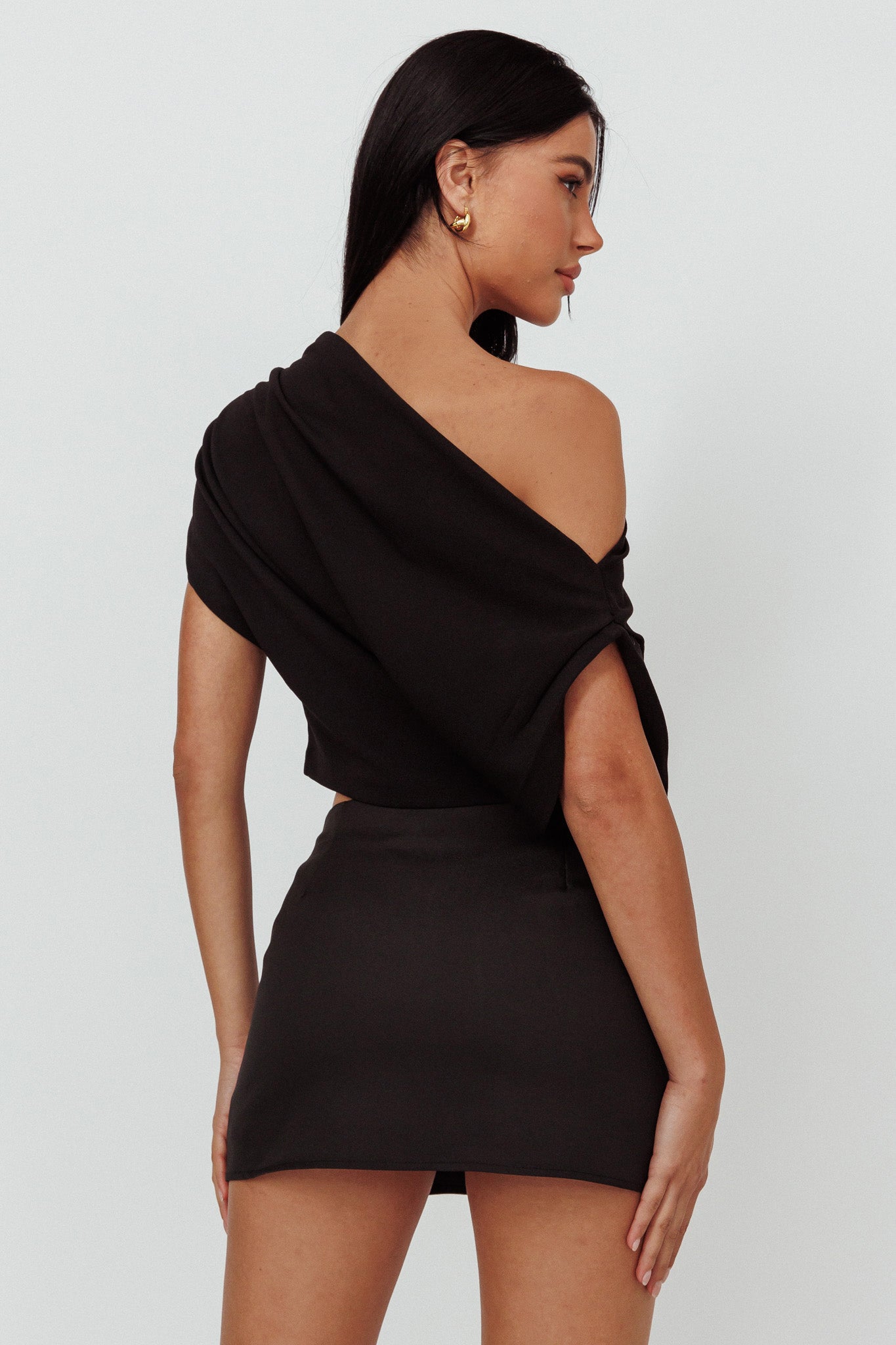 Quinn One Shoulder Top Black by Selfie Leslie Australia
