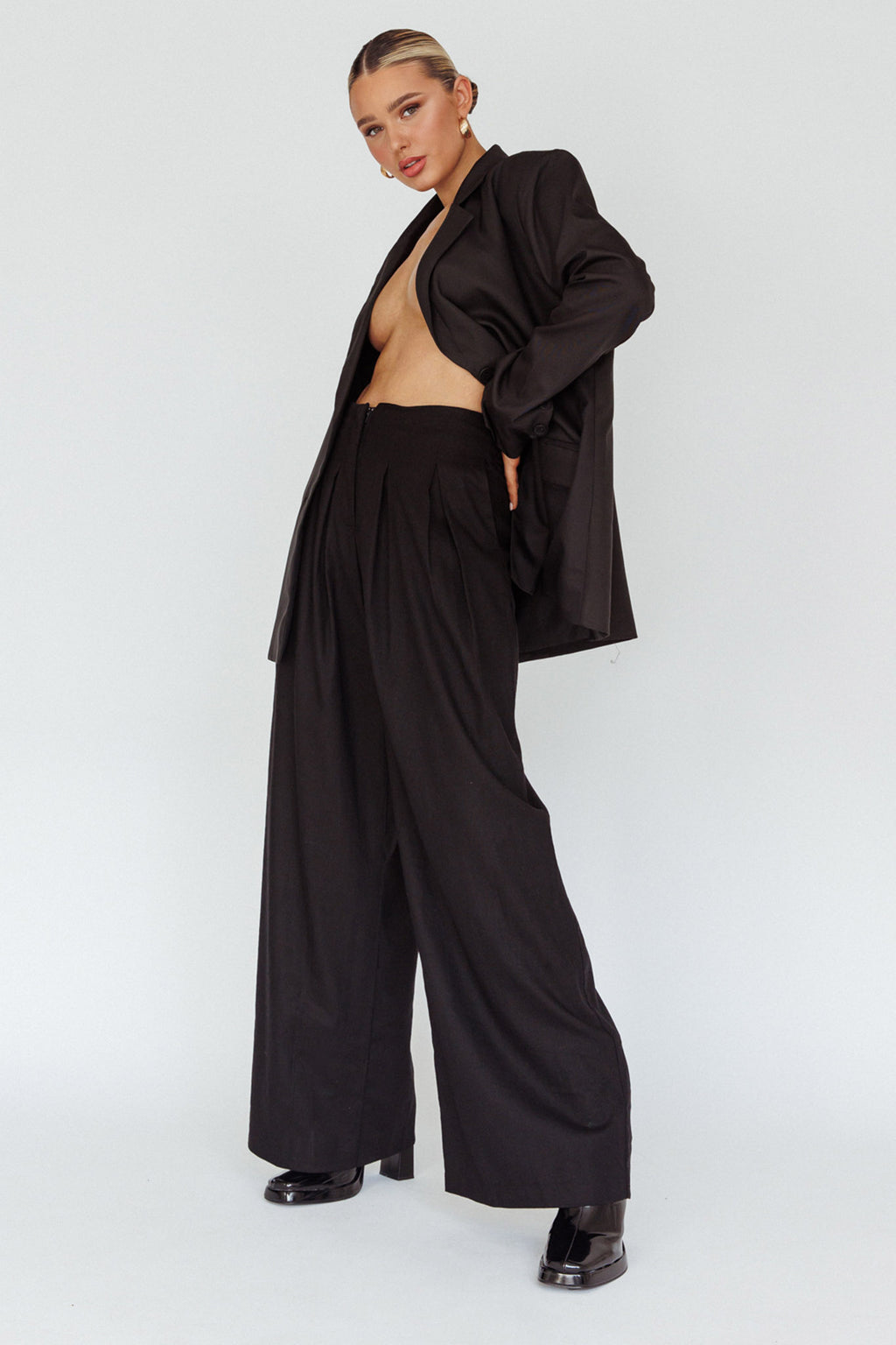 Sloan Side Pocket Trouser Pants Black by Selfie Leslie Australia