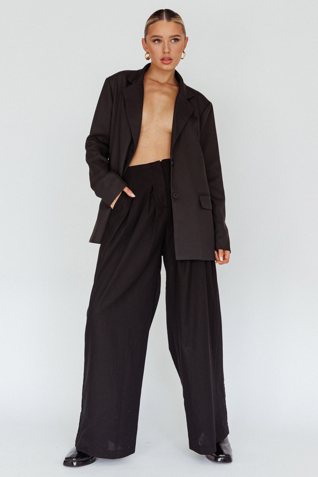 Sloan Side Pocket Trouser Pants Black by Selfie Leslie Australia