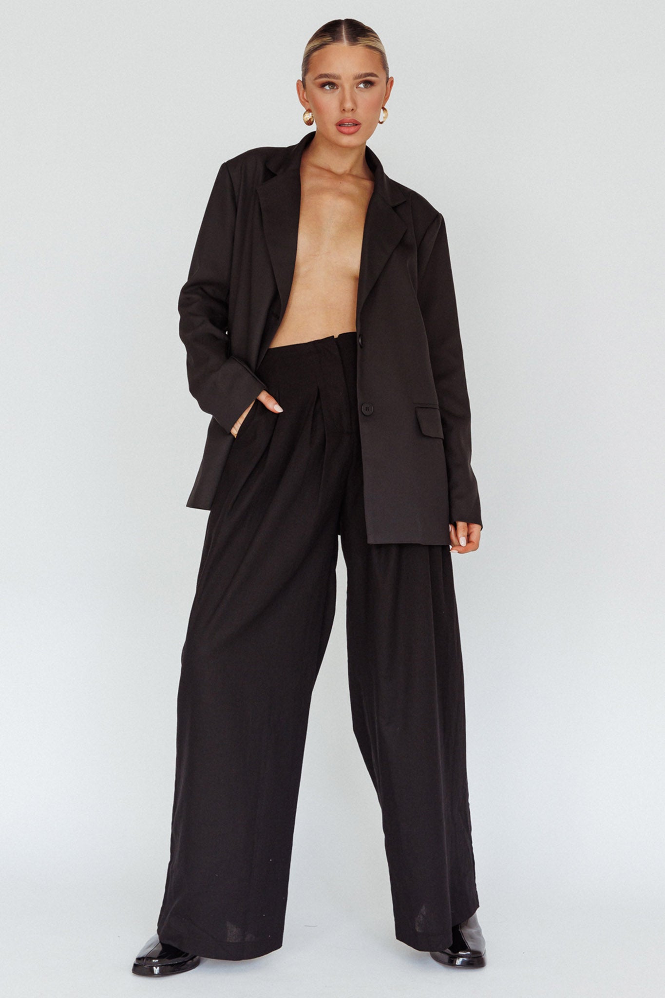 Sloan Side Pocket Trouser Pants Black by Selfie Leslie Australia