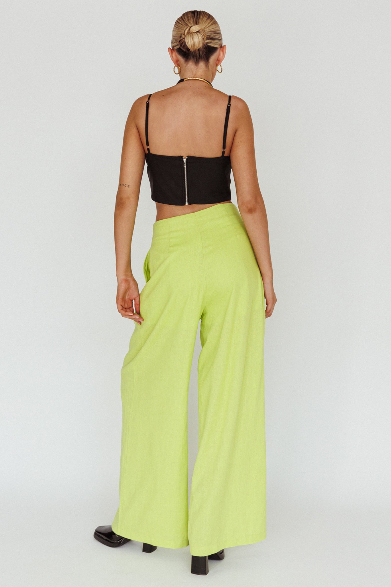 Sloan Side Pocket Trouser Pants Lime by Selfie Leslie Australia