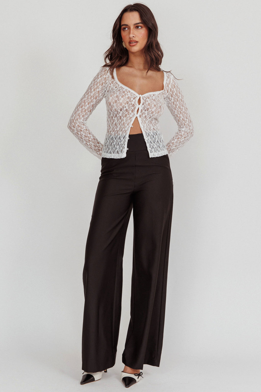Nights Dream Wide Leg Pants Black by Selfie Leslie Australia