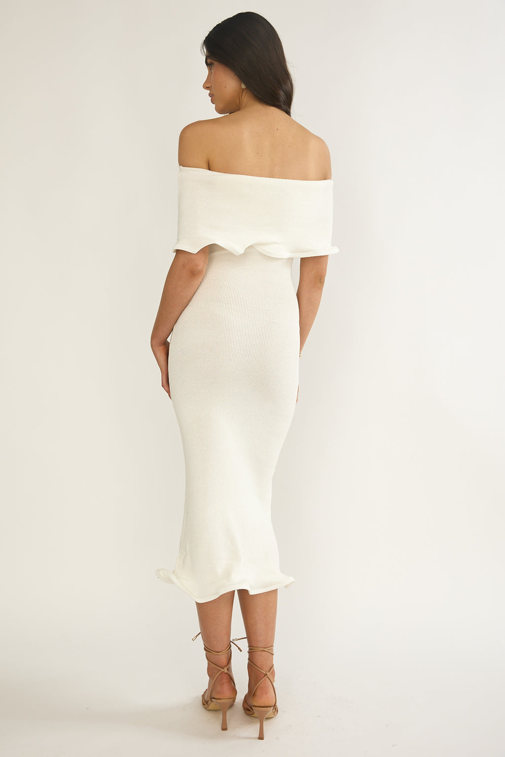 Rayna Off-Shoulder Midi Dress Ivory by Selfie Leslie Australia