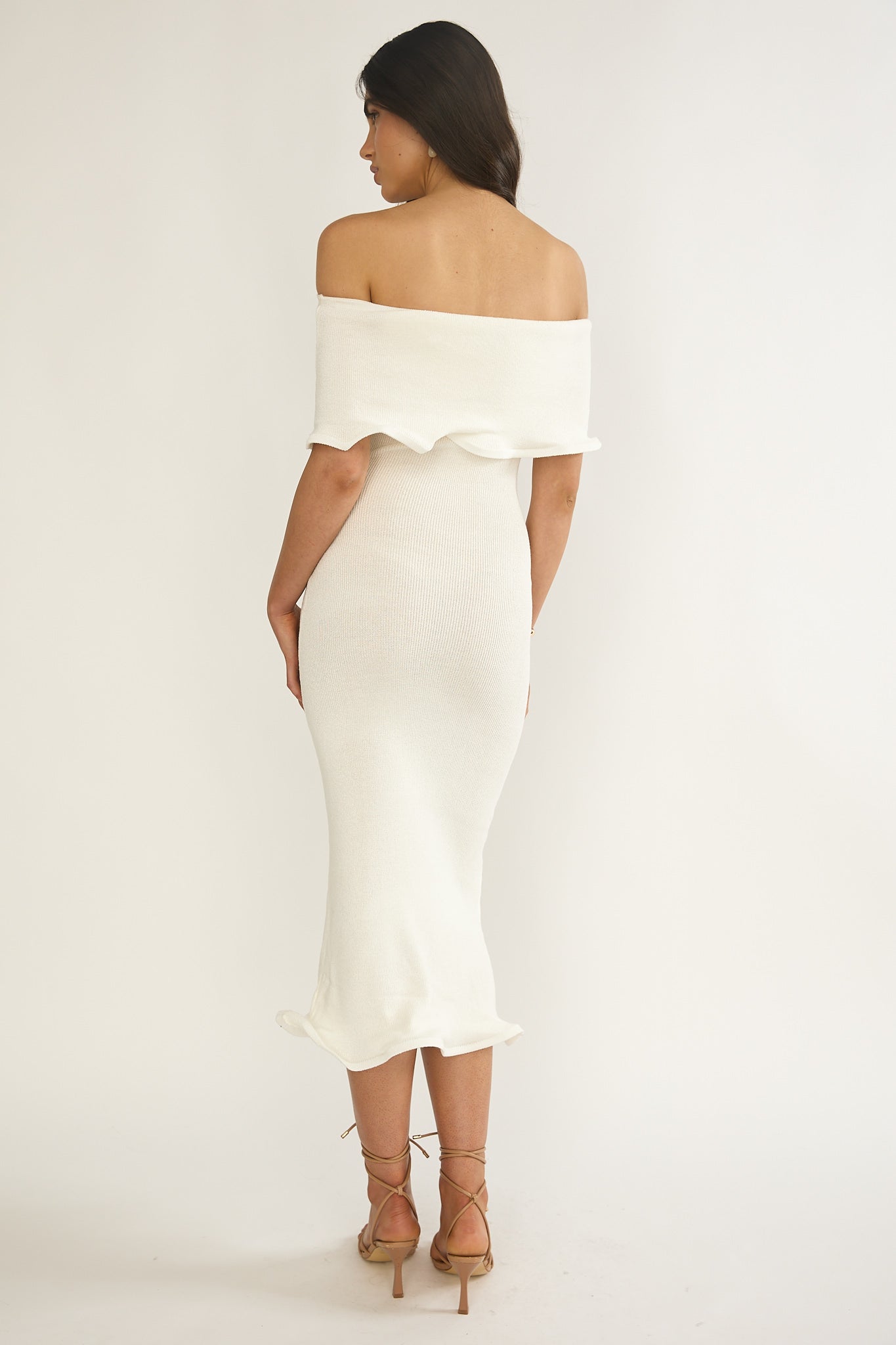 Rayna Off-Shoulder Midi Dress Ivory by Selfie Leslie Australia