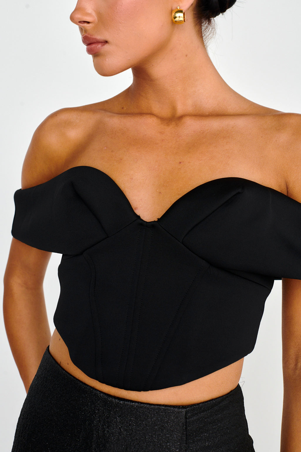 Tenicka Off-Shoulder Crop Top Black by Selfie Leslie Australia