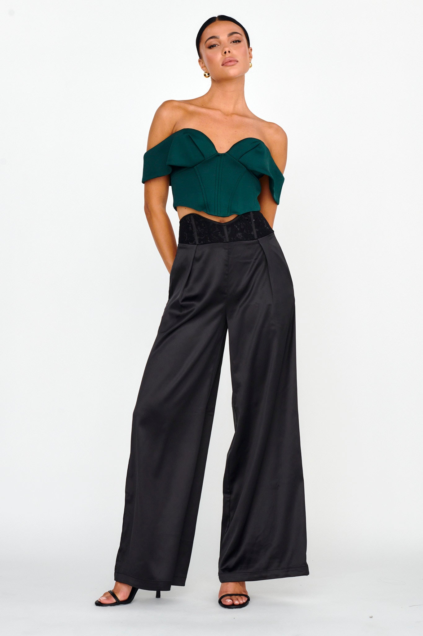 Tenicka Off-Shoulder Crop Top Hunter by Selfie Leslie Australia
