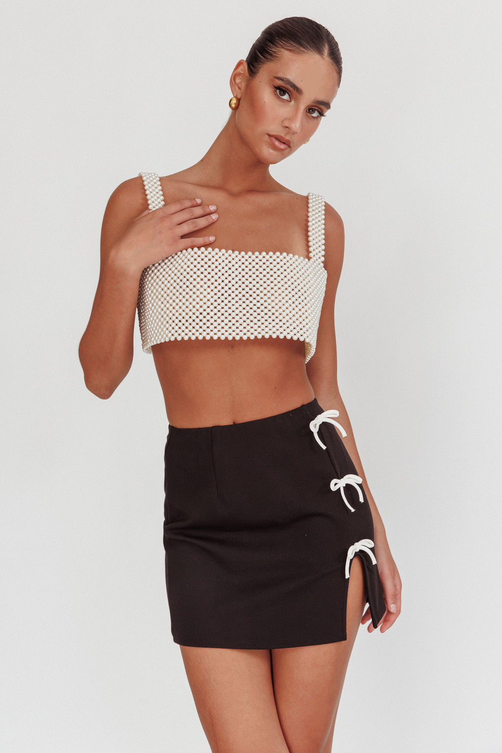 Kylah Crop Top Pearl by Selfie Leslie Australia