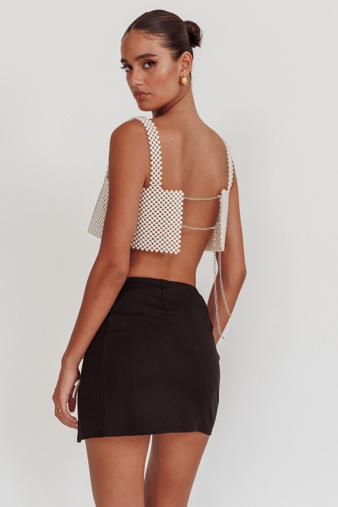 Kylah Crop Top Pearl by Selfie Leslie Australia