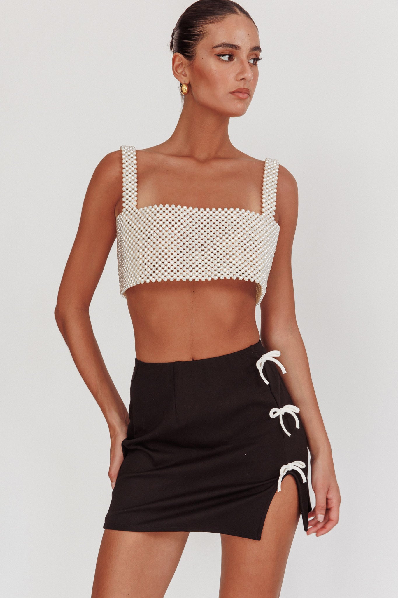 Kylah Crop Top Pearl by Selfie Leslie Australia