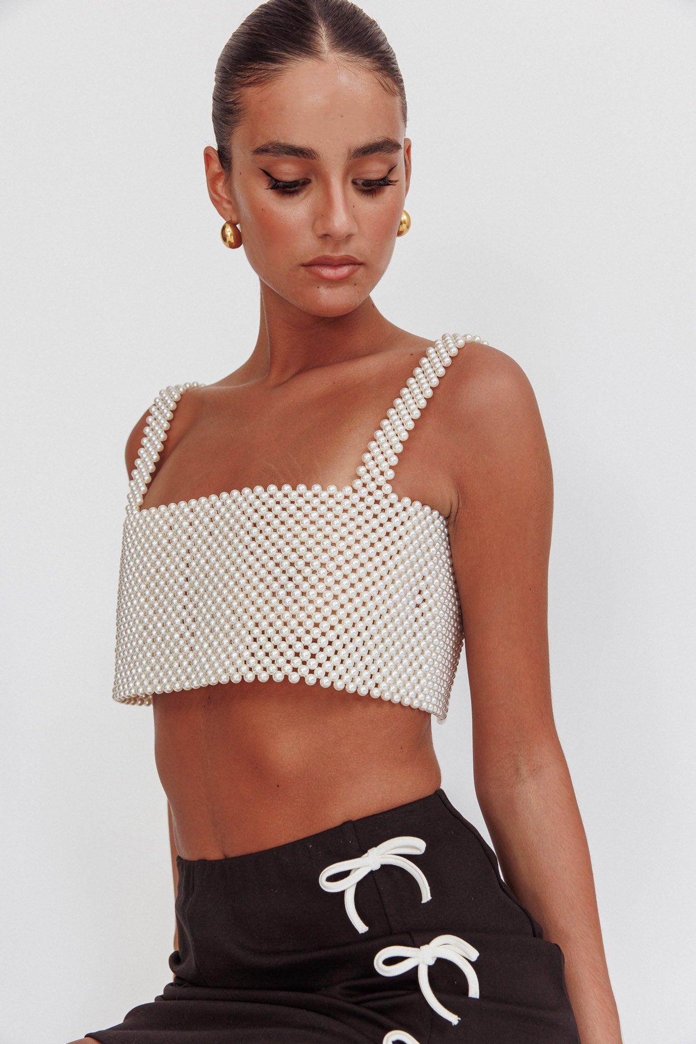 Kylah Crop Top Pearl by Selfie Leslie Australia